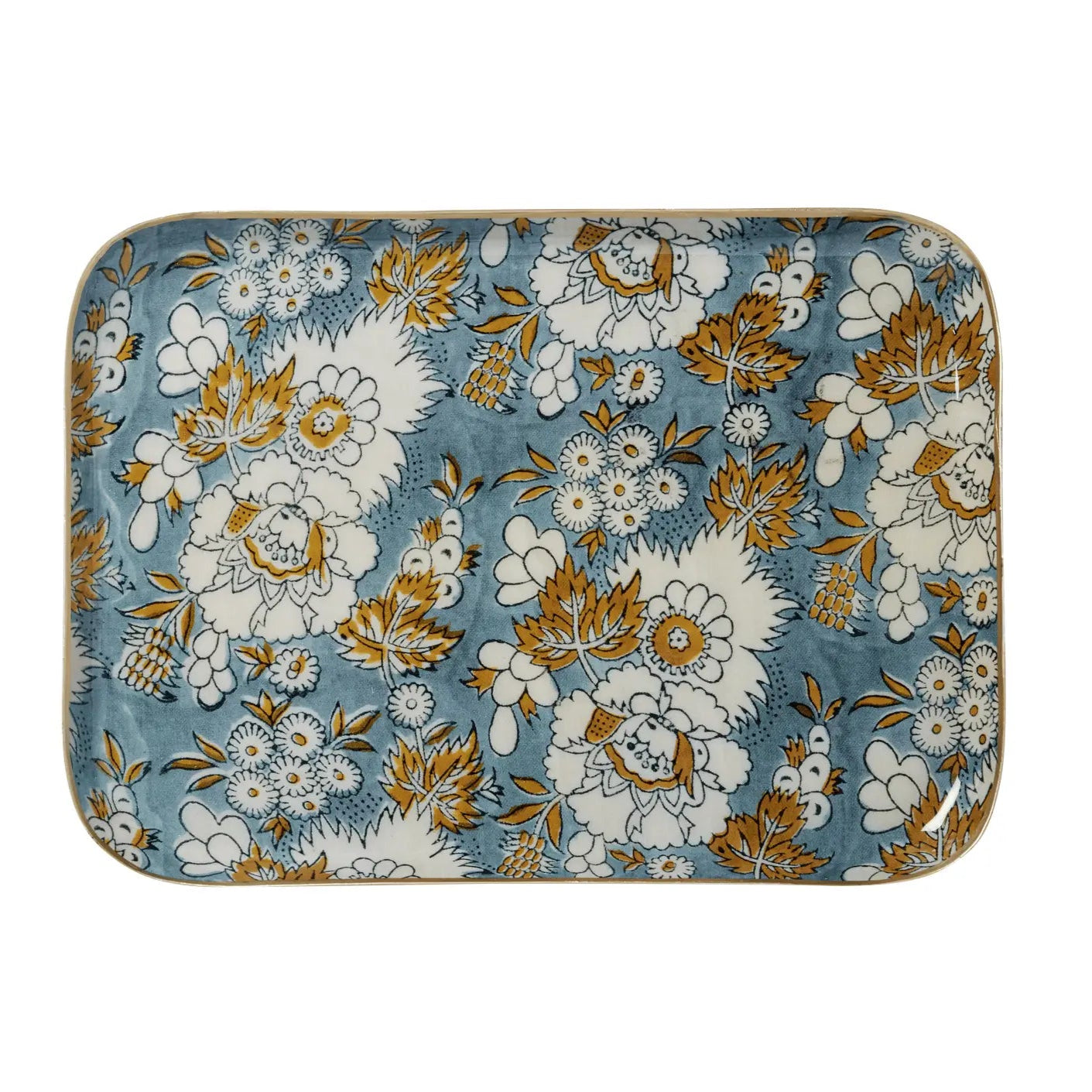 Enameled Metal Tray Vishnu Blue-Thistle Hill-Thistle Hill