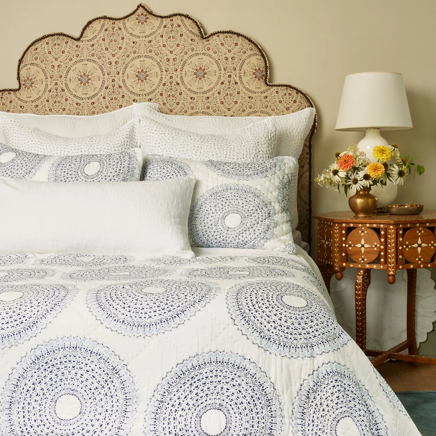 John Robshaw Woven White Bolster-John Robshaw-Thistle Hill