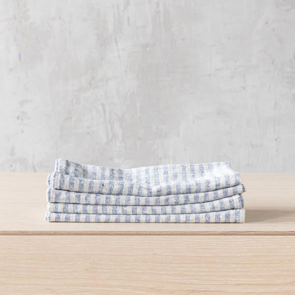Striped Linen Napkins Indigo Natural Brittany-Thistle Hill-Thistle Hill