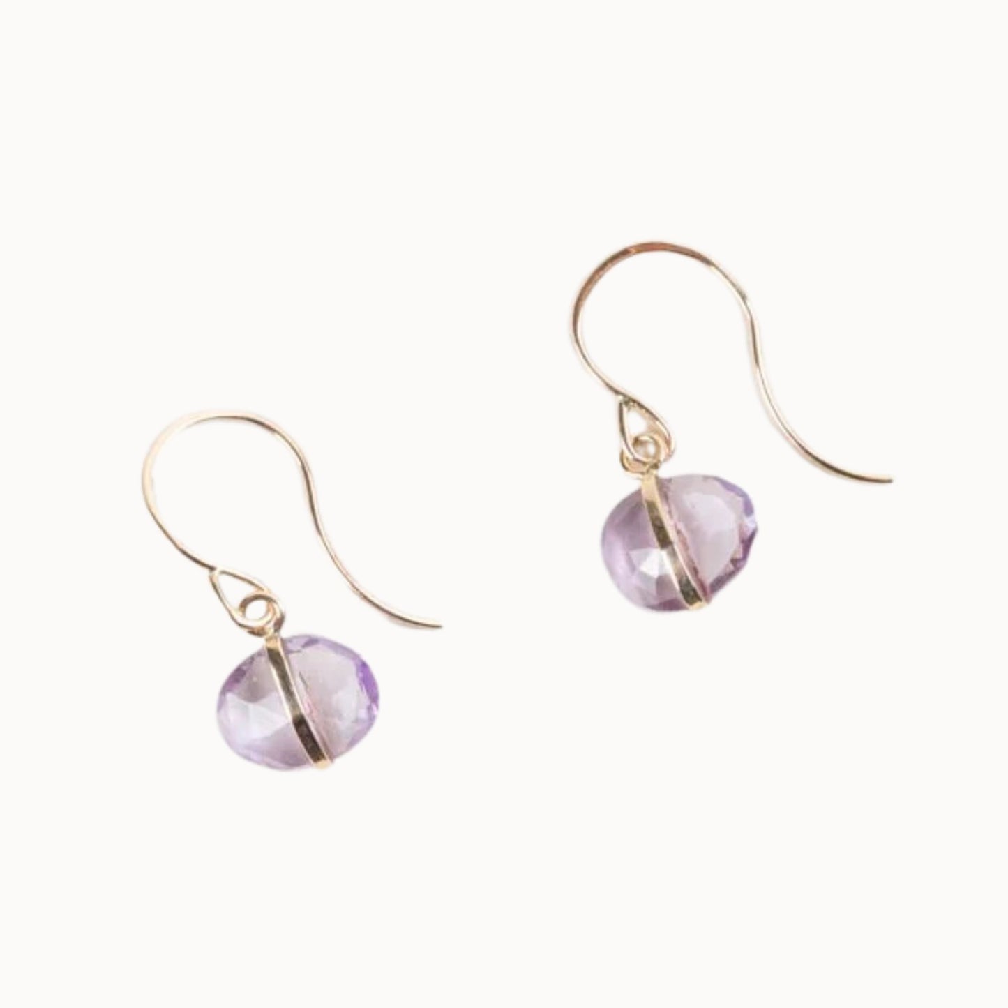 Melissa Joy Manning 14k Yellow Gold Amethyst Single Drop Earrings-Melissa Joy Manning-Thistle Hill