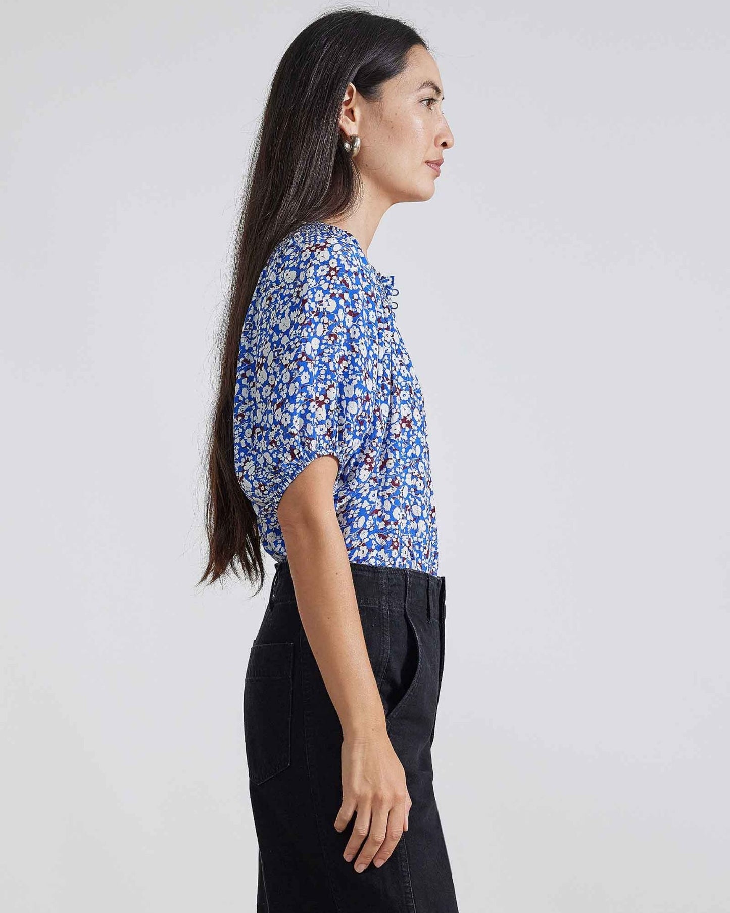 Apiece Apart Esparta Short Sleeve Piet Floral Blue
