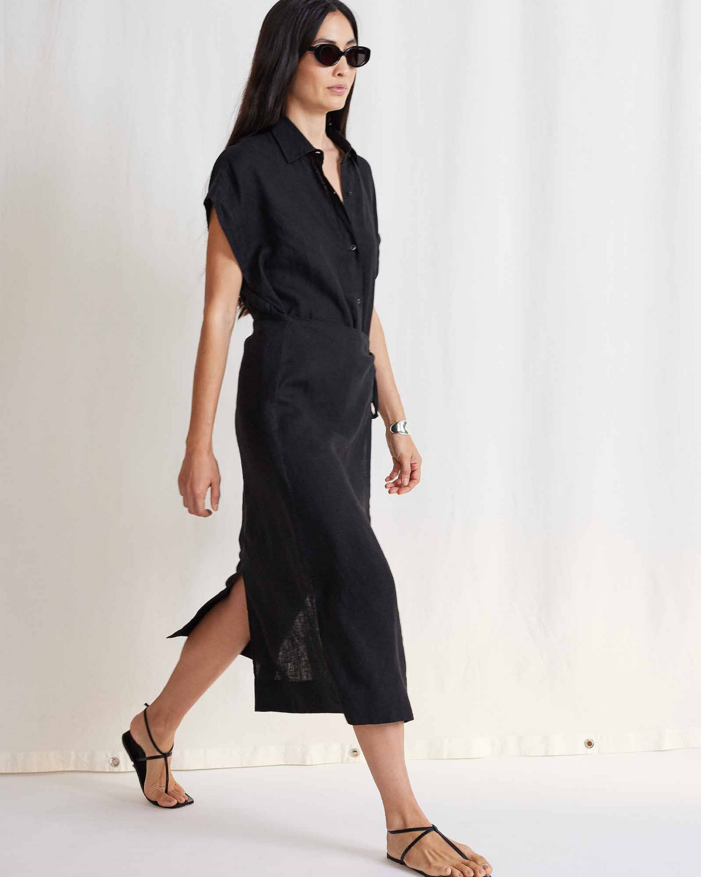 Apiece Apart Catania Wrap Maxi Dress Black