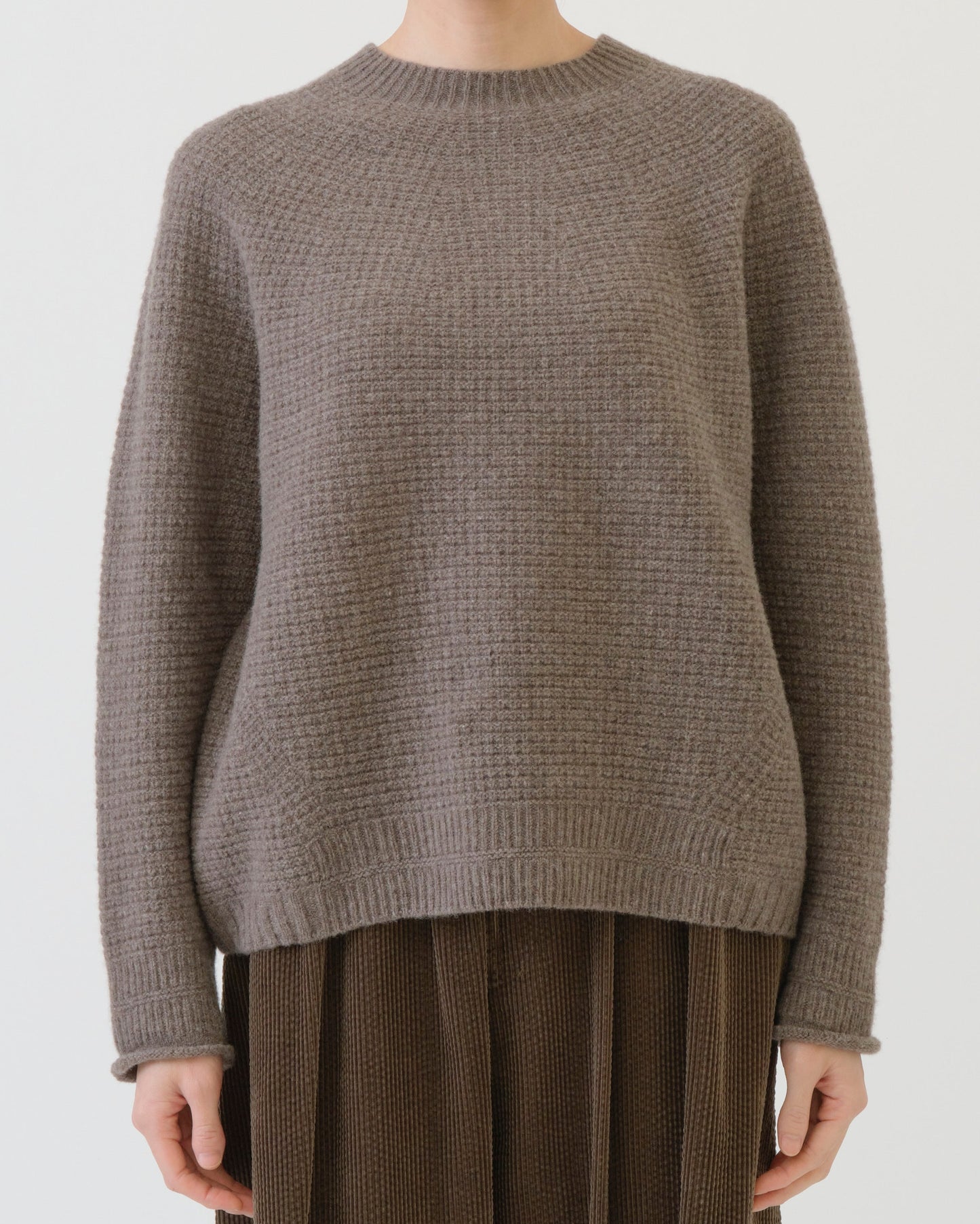 Pas de Calais Cashmere Blend Lambs Wool Pullover Greige-Pas De Calais-Thistle Hill