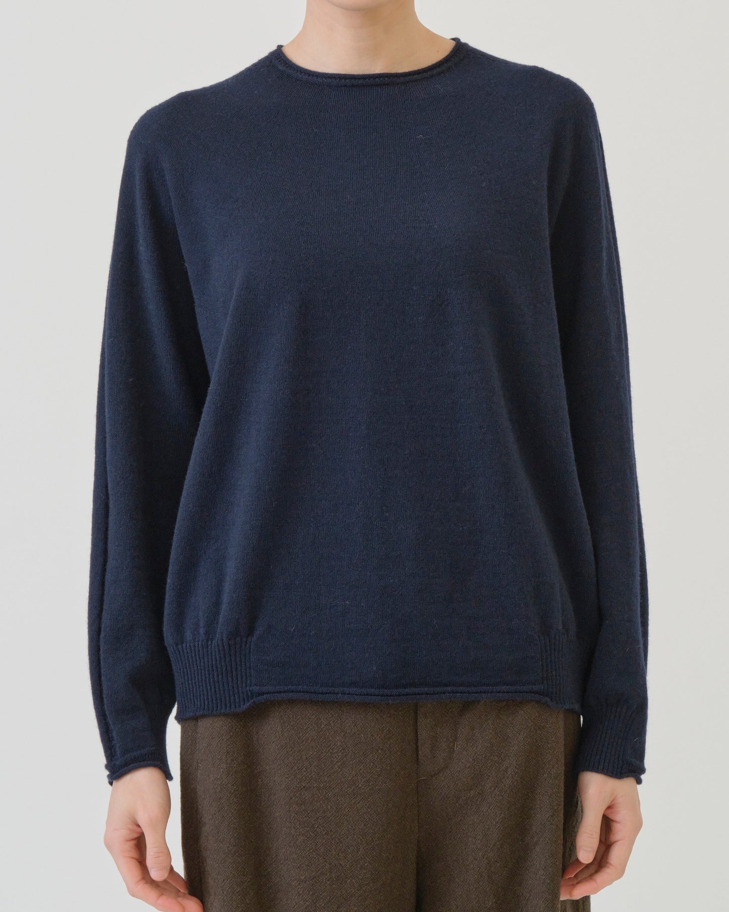 Pas de Calais Airy Wool Crew Neck Pullover Navy-Pas De Calais-Thistle Hill