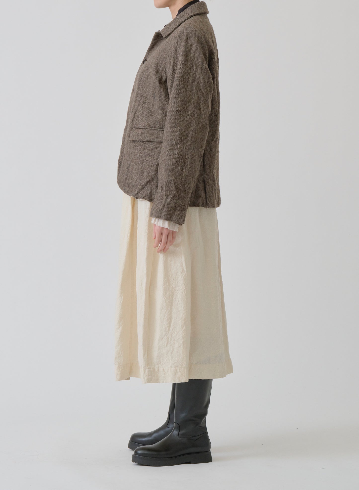 Pas de Calais Eco Wool Herringbone Short Jacket Beige-Pas De Calais-Thistle Hill