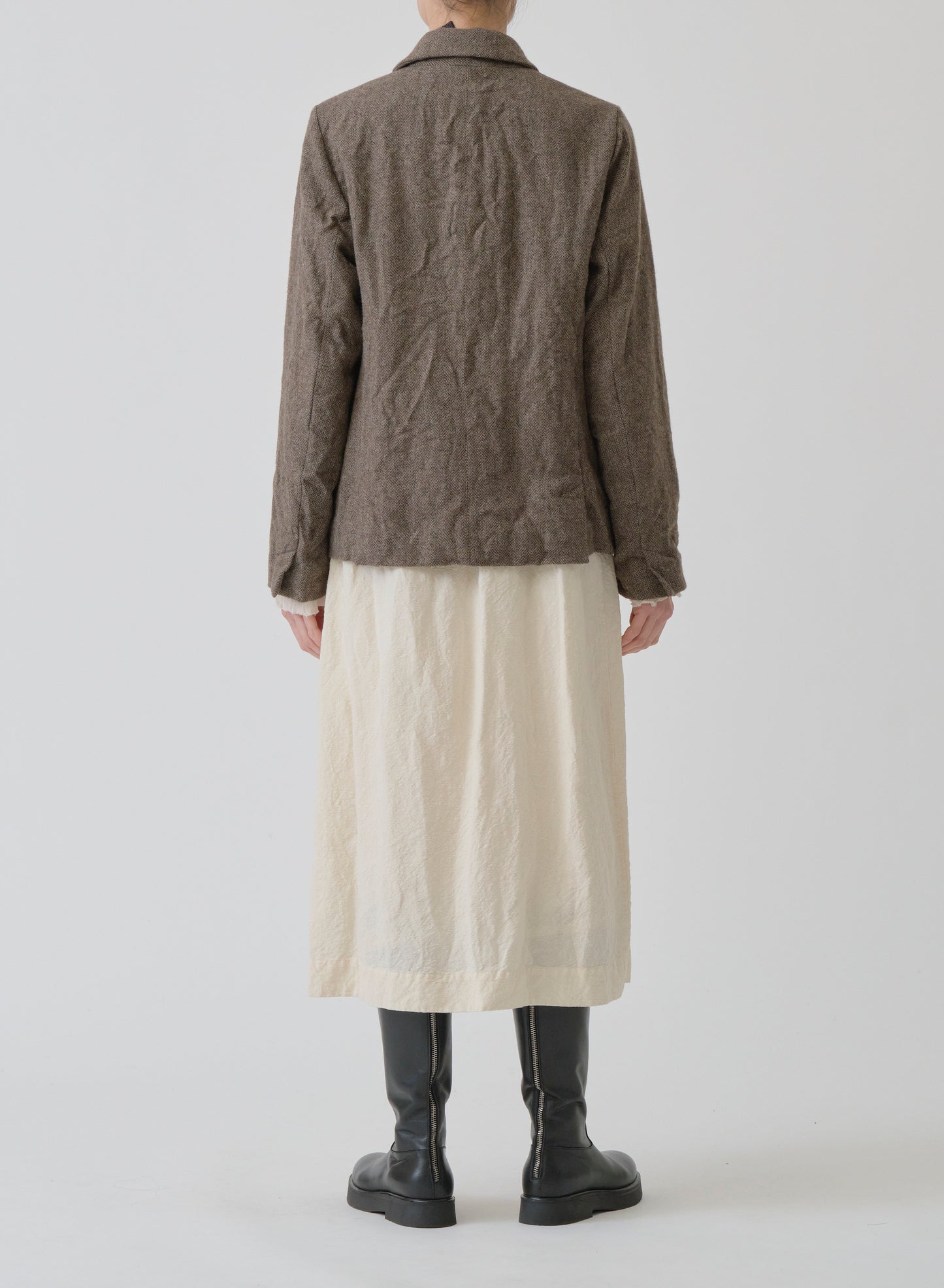 Pas de Calais Eco Wool Herringbone Short Jacket Beige-Pas De Calais-Thistle Hill