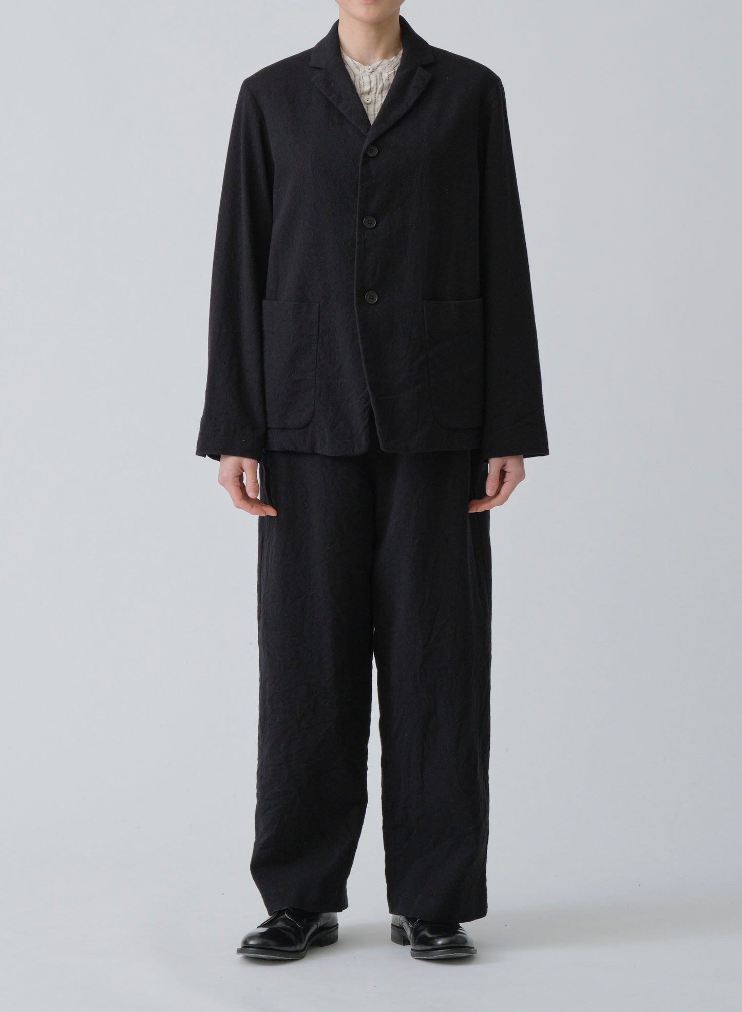 Pas de Calais Mulesing-Free Wool Cotton Tailored Jacket Black-Pas De Calais-Thistle Hill