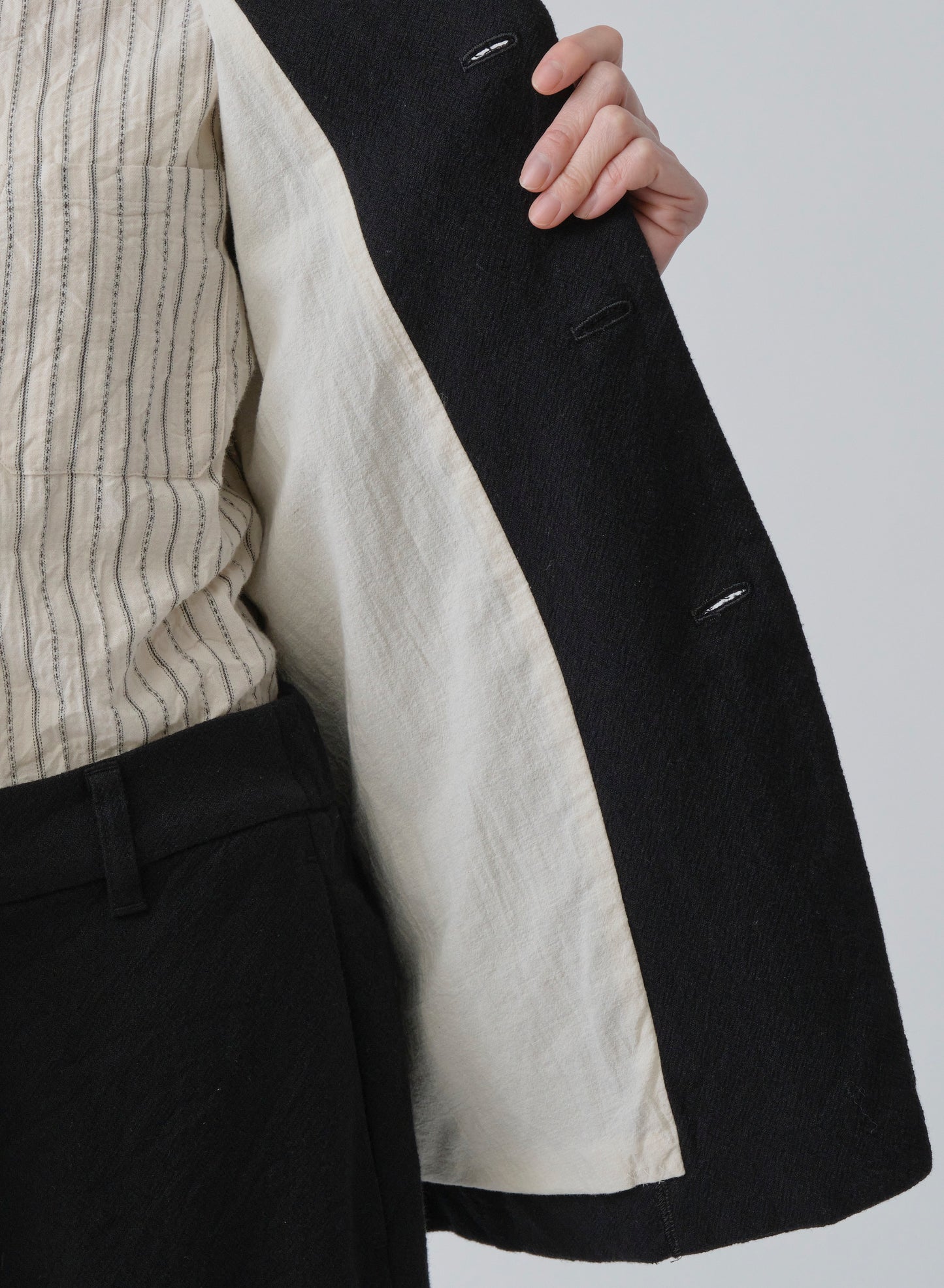 Pas de Calais Mulesing-Free Wool Cotton Tailored Jacket Black-Pas De Calais-Thistle Hill