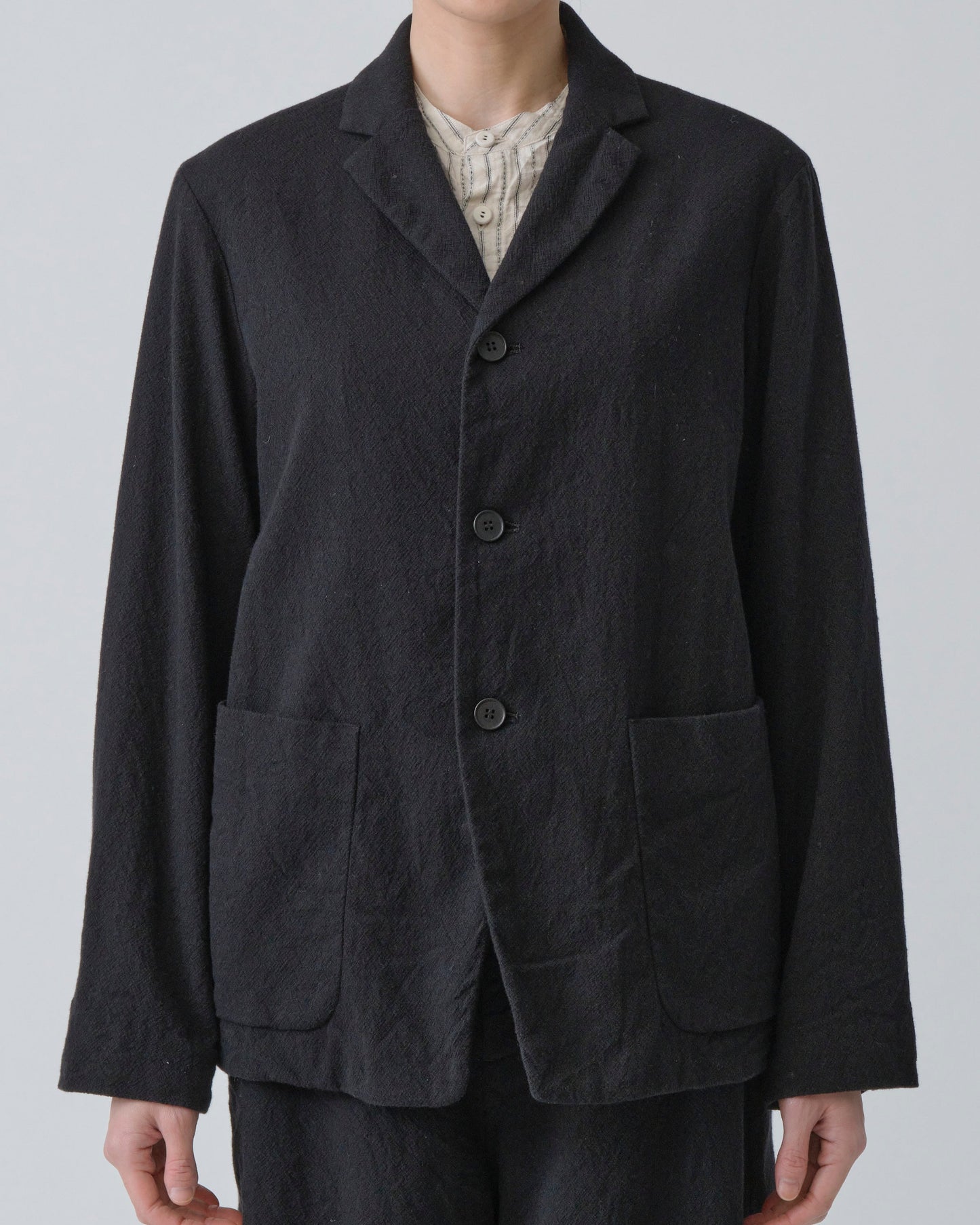 Pas de Calais Mulesing-Free Wool Cotton Tailored Jacket Black-Pas De Calais-Thistle Hill
