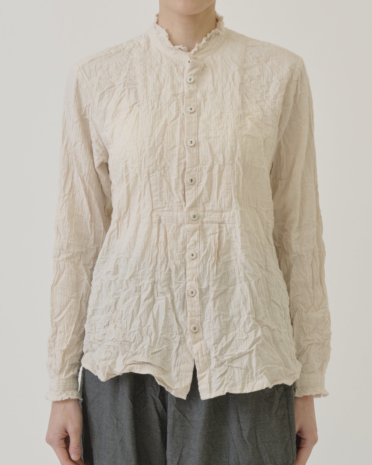 Pas de Calais Plain Shirring Brushed Blouse Ivory-Pas De Calais-Thistle Hill