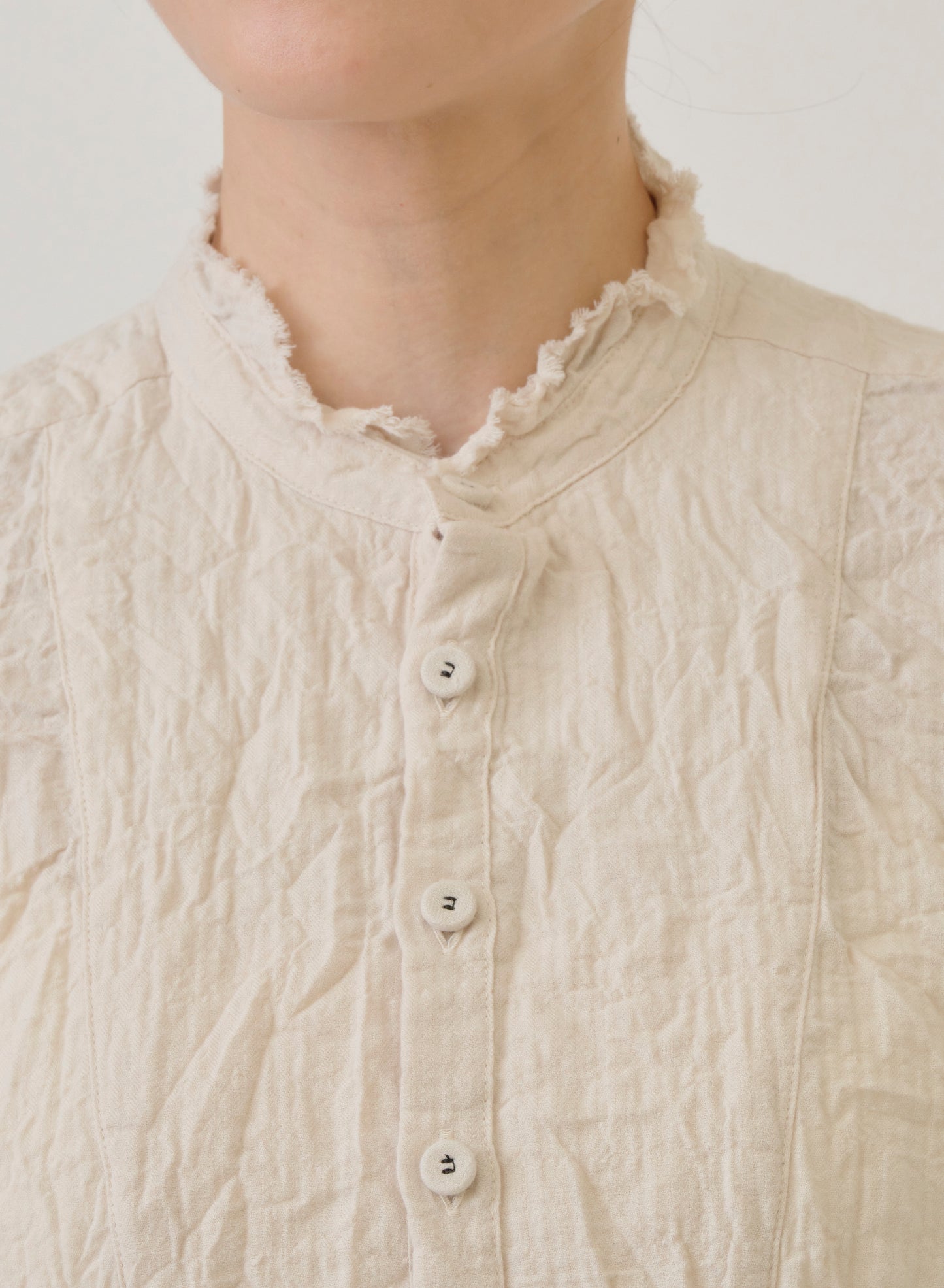 Pas de Calais Plain Shirring Brushed Blouse Ivory-Pas De Calais-Thistle Hill
