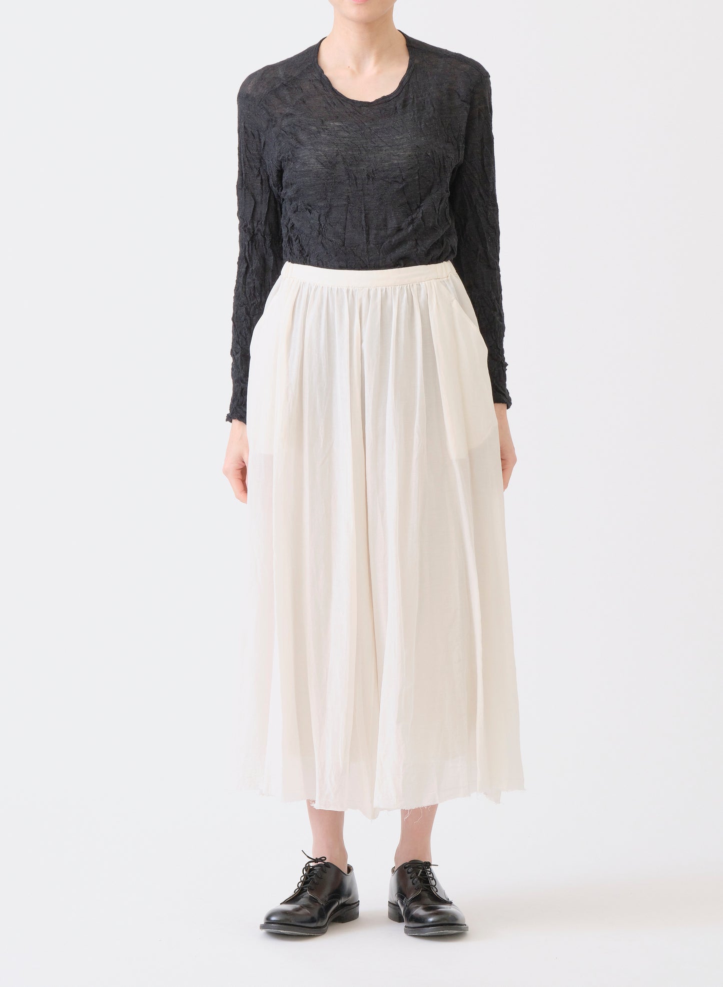 Pas de Calais Cotton Silk Lawn Long Skirt Off White-Pas De Calais-Thistle Hill