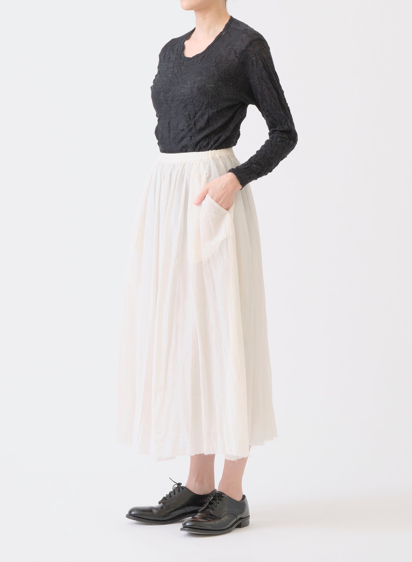 Pas de Calais Cotton Silk Lawn Long Skirt Off White-Pas De Calais-Thistle Hill