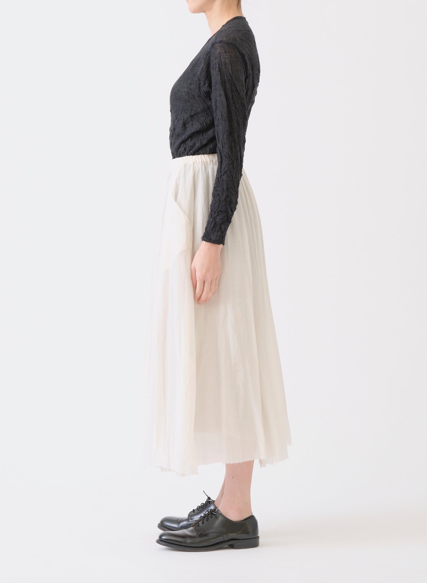 Pas de Calais Cotton Silk Lawn Long Skirt Off White-Pas De Calais-Thistle Hill