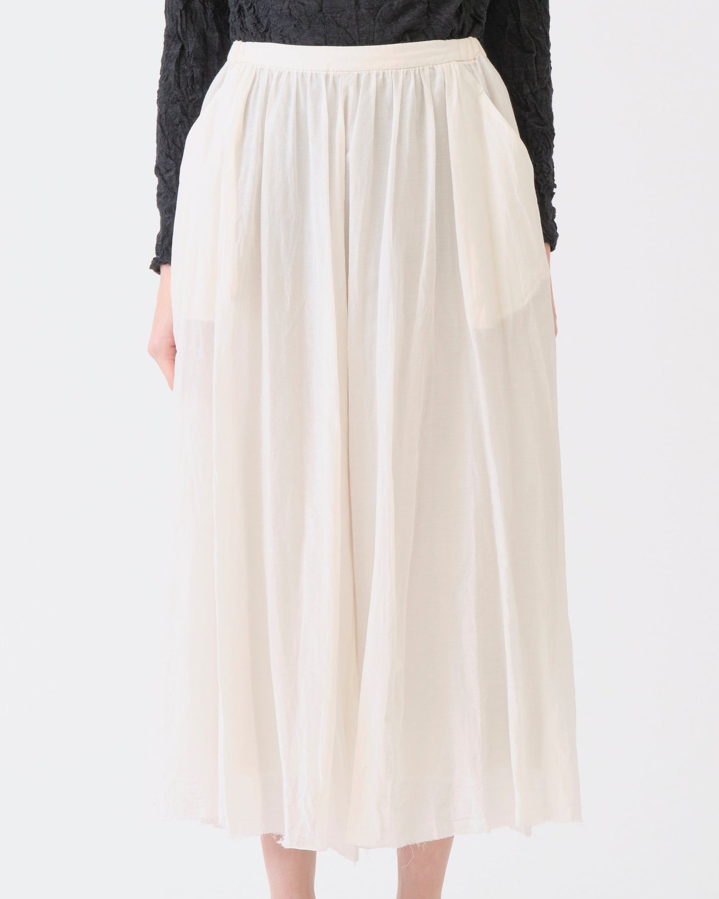 Pas de Calais Cotton Silk Lawn Long Skirt Off White-Pas De Calais-Thistle Hill