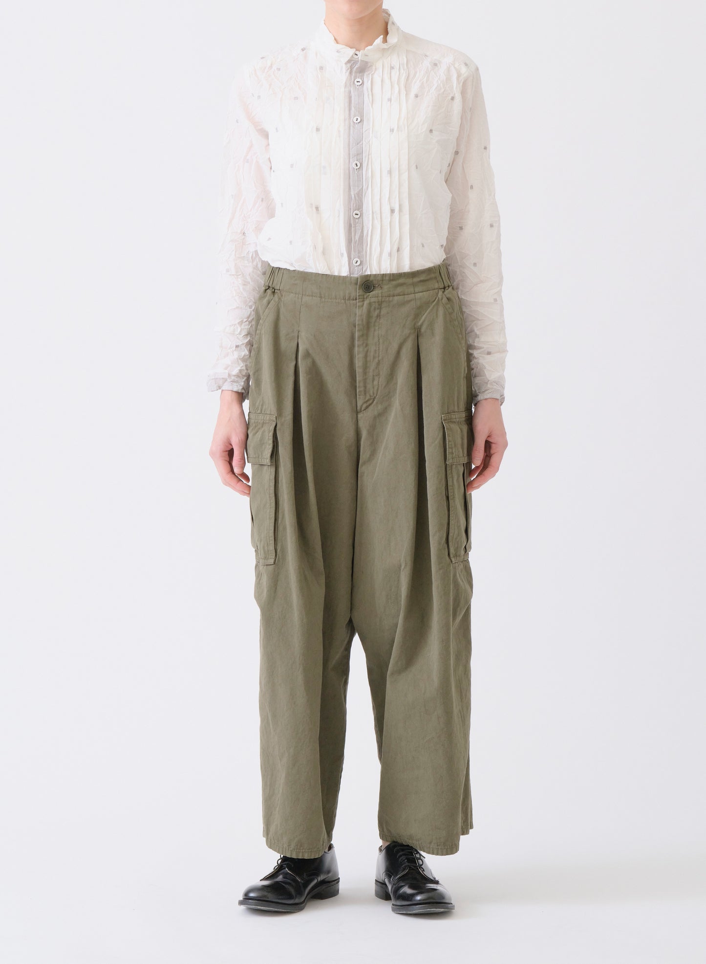 Pas de Calais Cotton Grosgrain Cargo Pants Khaki-Pas De Calais-Thistle Hill