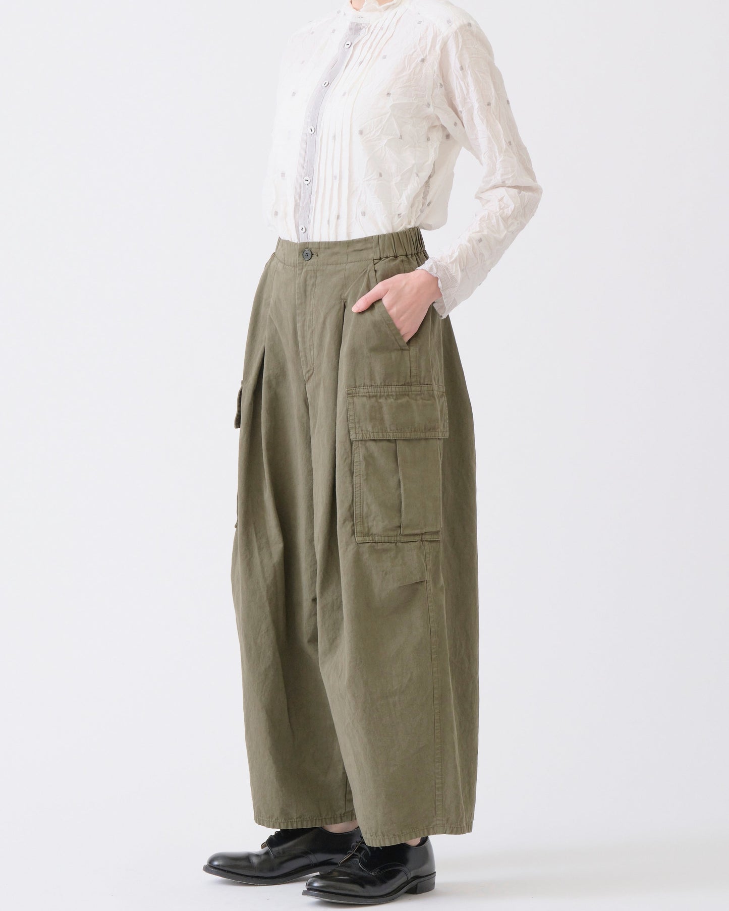 Pas de Calais Cotton Grosgrain Cargo Pants Khaki-Pas De Calais-Thistle Hill
