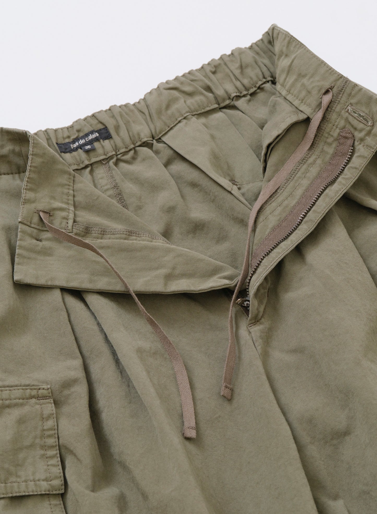 Pas de Calais Cotton Grosgrain Cargo Pants Khaki-Pas De Calais-Thistle Hill