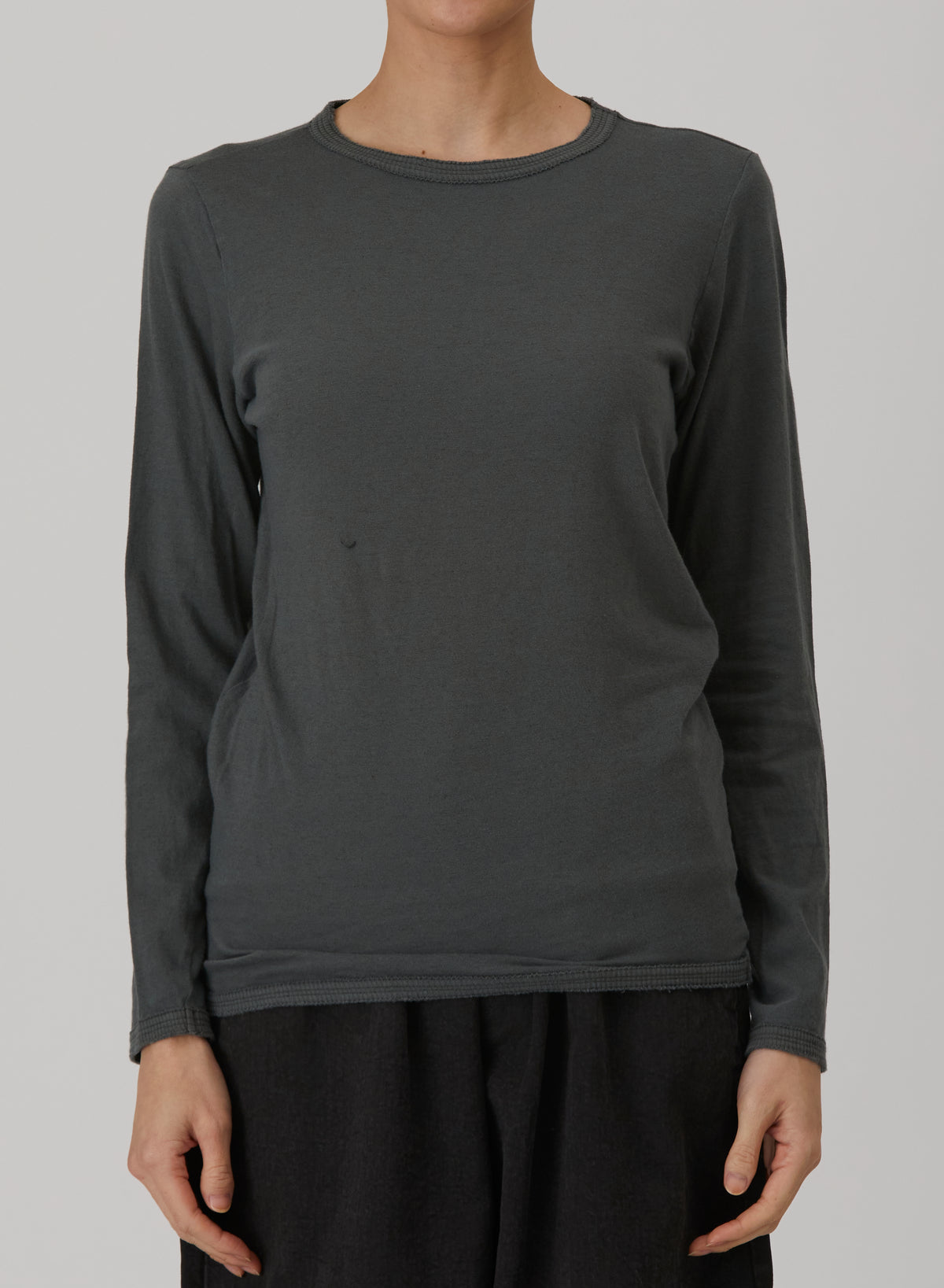 Pas De Calais Cotton Wool Jersey Rib Mix Crew Pullover Grey-Pas De Calais-Thistle Hill