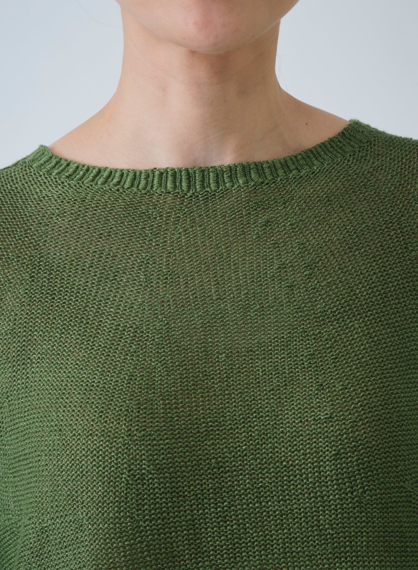 Pas de Calais Normandy Linen Crew Neck Pullover Green-Pas De Calais-Thistle Hill