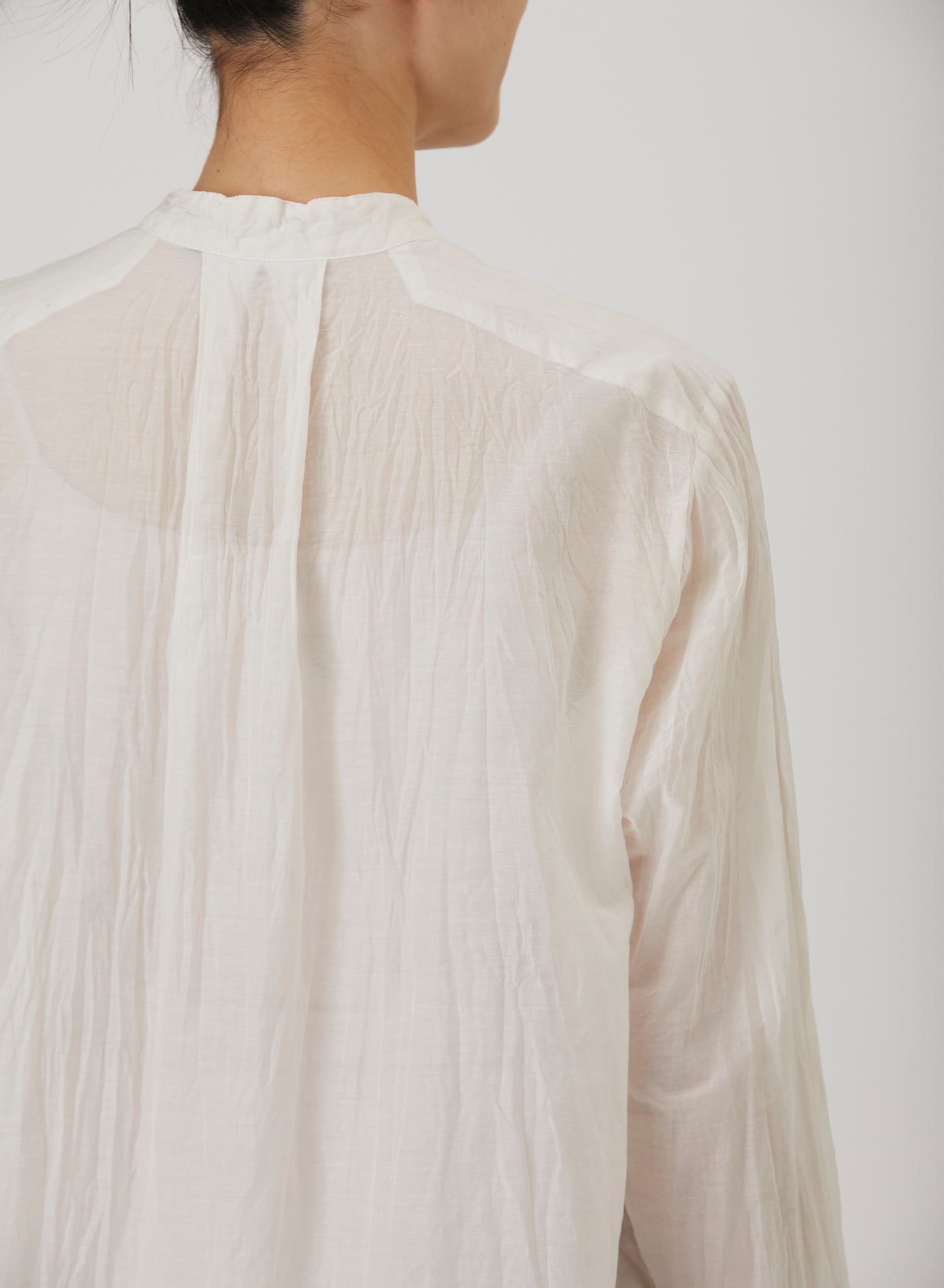 Pas De Calais Cotton Silk Lawn Band-Collar Shirt Ivory-Pas De Calais-Thistle Hill