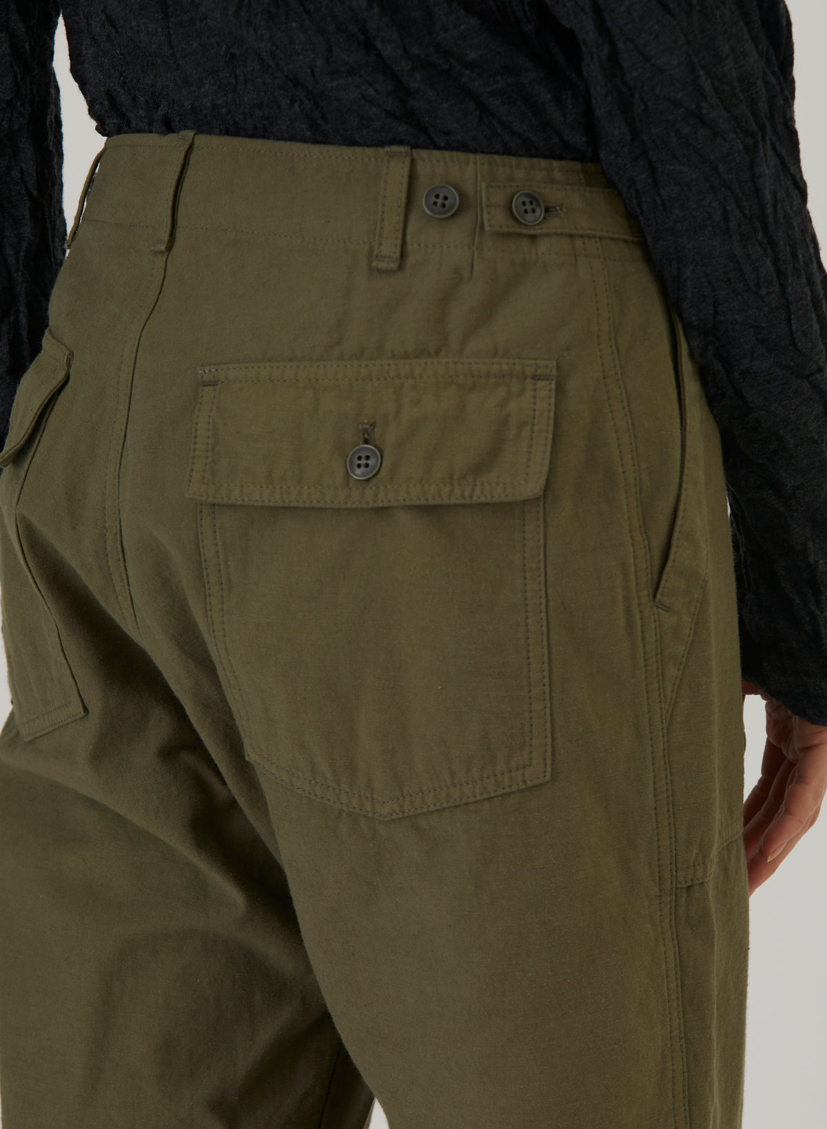 Pas De Calais Brushed Cotton Back Satin Baker Pants Khaki-Pas De Calais-Thistle Hill