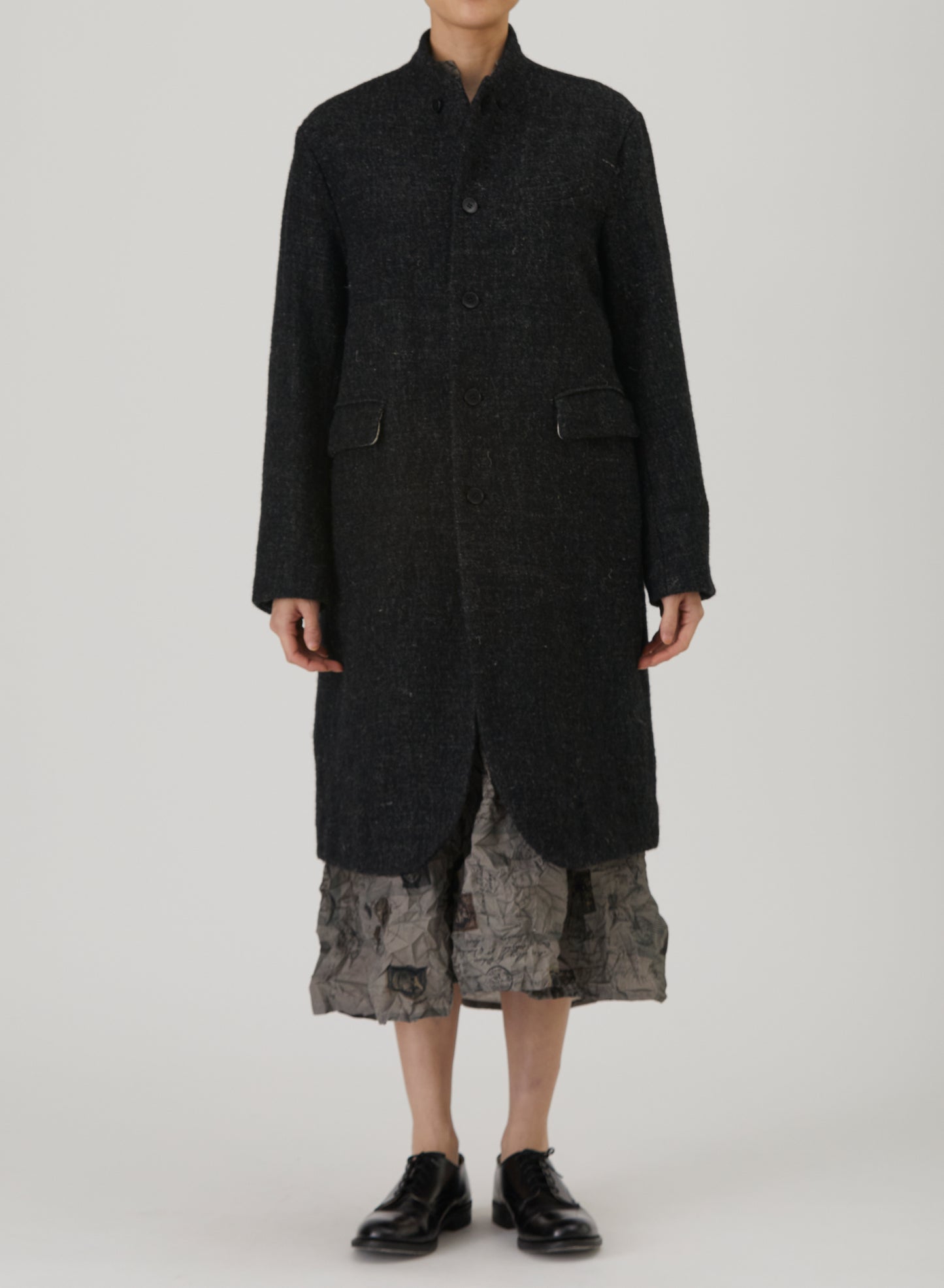 Pas De Calais Wool Linen Chesterfield Coat Charcoal-Pas De Calais-Thistle Hill