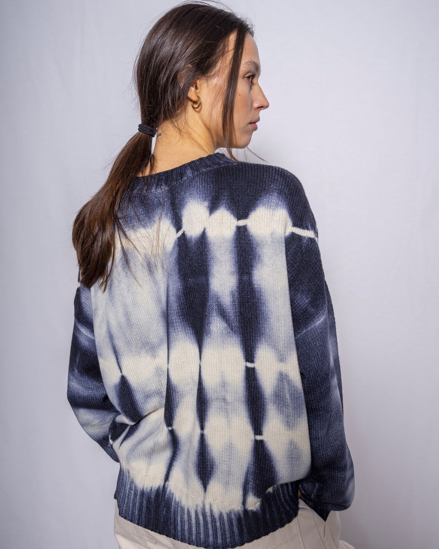 MJ Watson Shibori Round Neck Pullover Navy