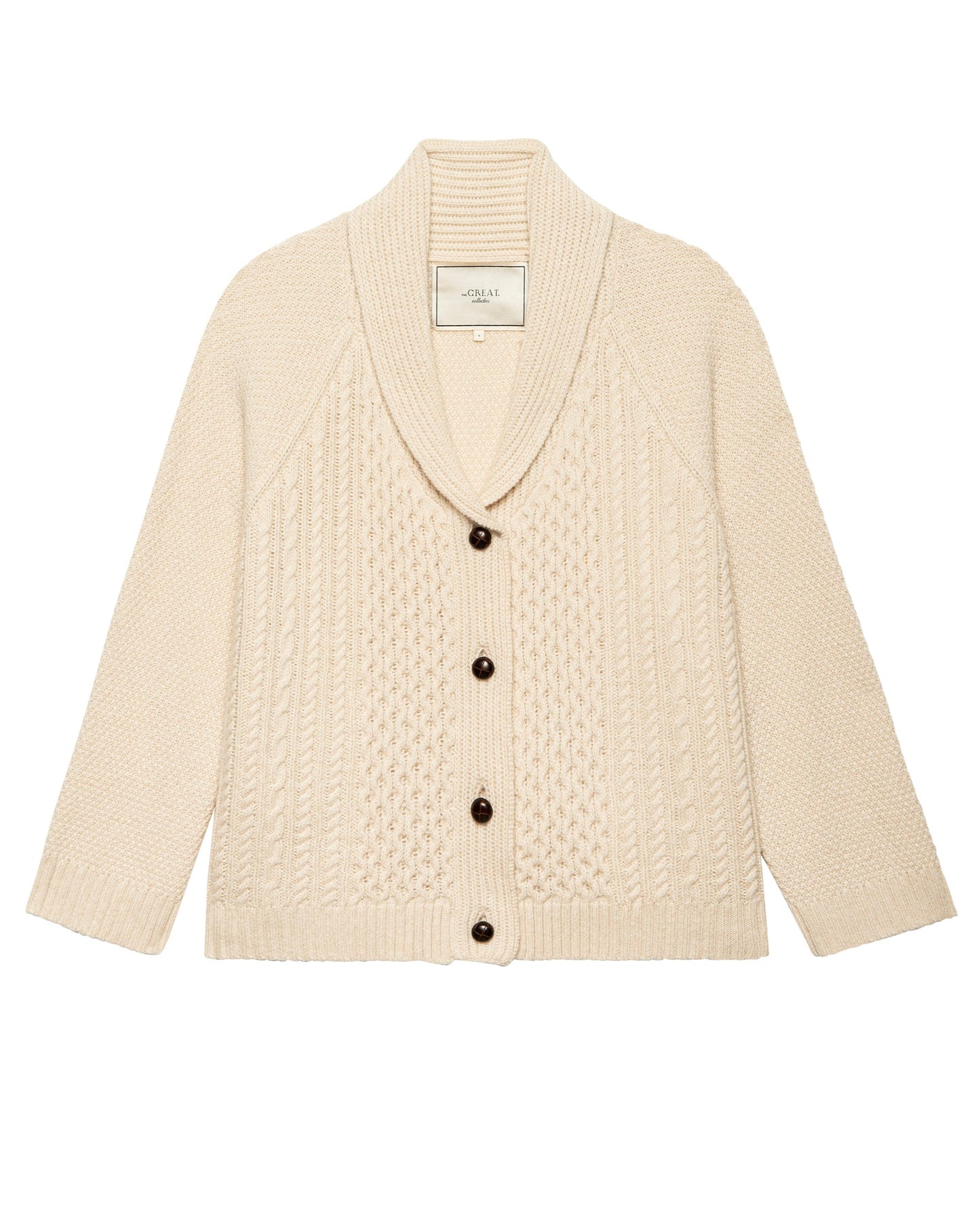 The Great The Cashmere Cable Lodge Cardigan Cream-The Great-Thistle Hill