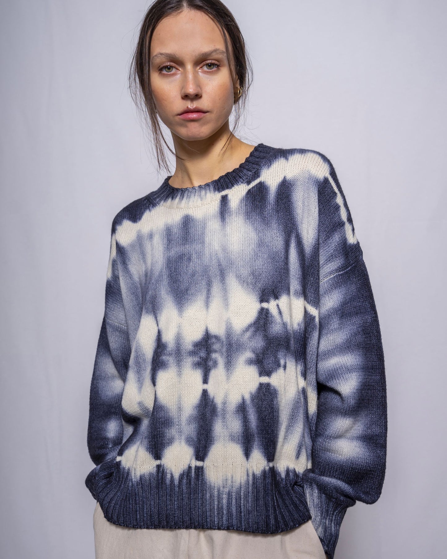 MJ Watson Shibori Round Neck Pullover Navy