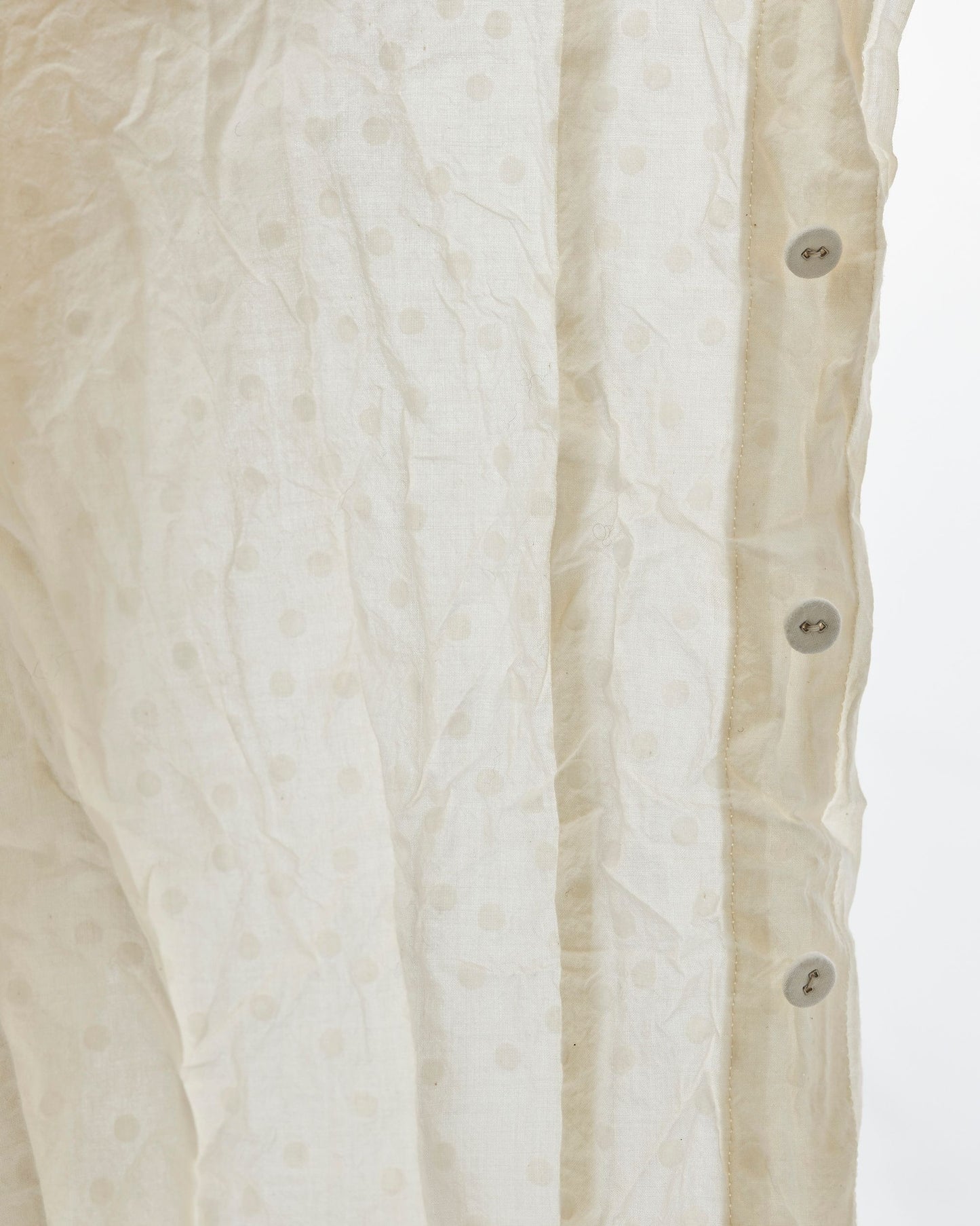 Pas de Calais Dobby Collarless Crinkle Blouse White Cotton