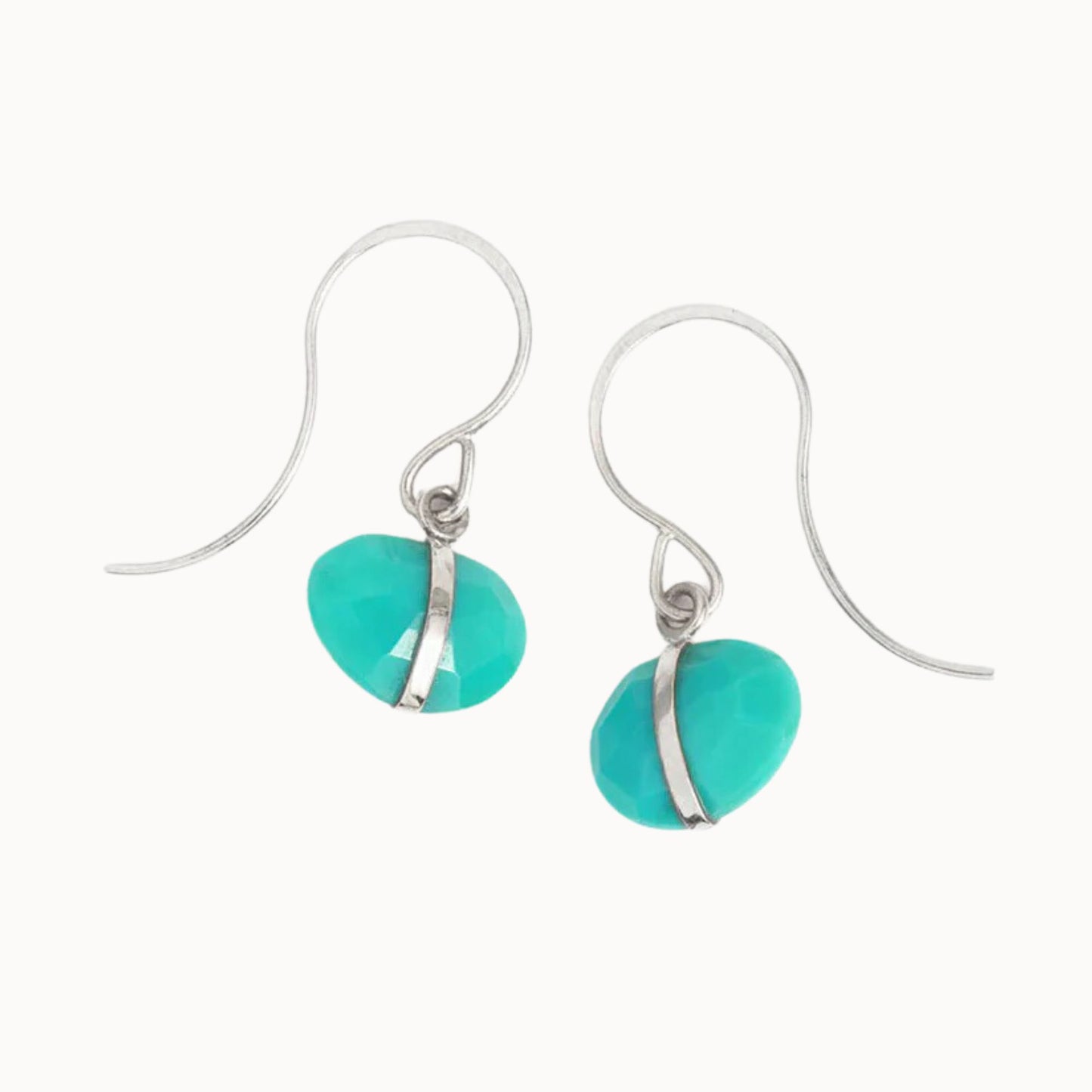 Melissa Joy Manning Sterling Silver Turquoise Single Drop Earrings-Melissa Joy Manning-Thistle Hill