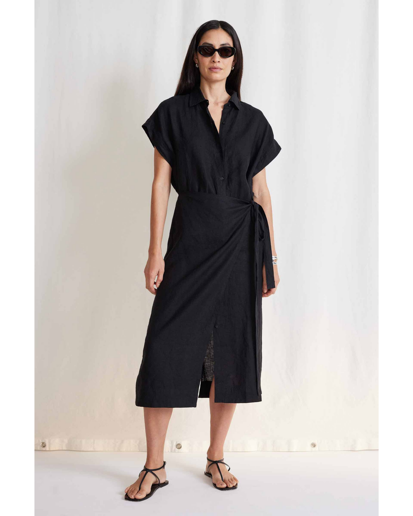 Apiece Apart Catania Wrap Maxi Dress Black