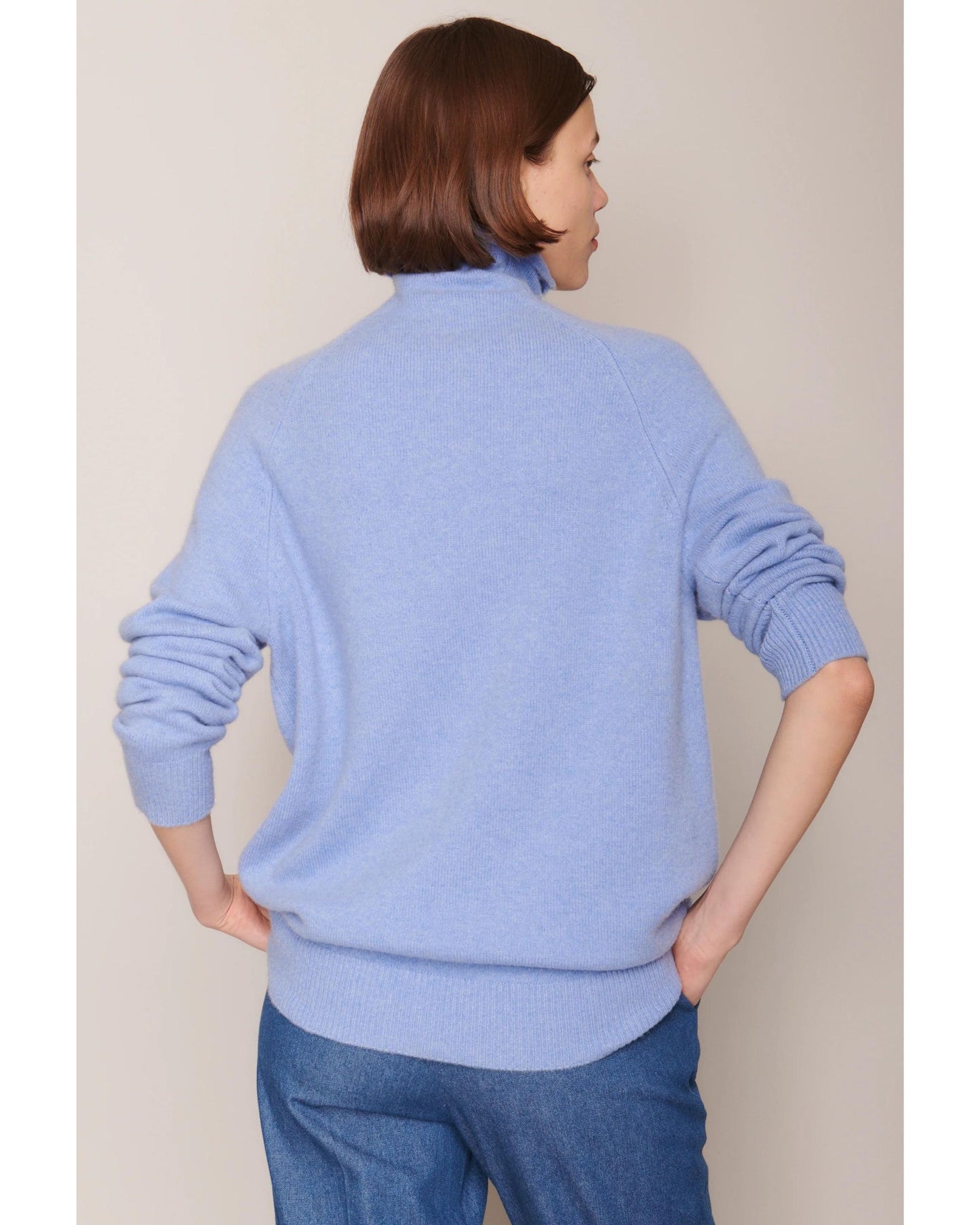 Organic by John Patrick Cashmere Funnel Neck Pullover Cornflower