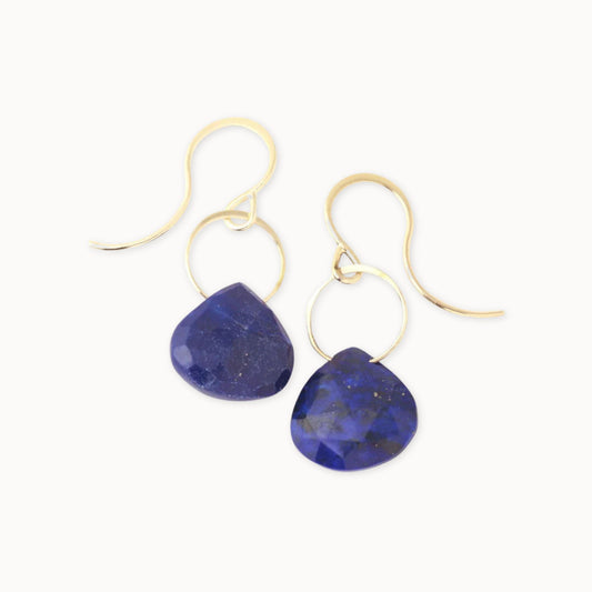 Melissa Joy Manning 14k Yellow Gold Lapis Single Drop Earrings-Melissa Joy Manning-Thistle Hill