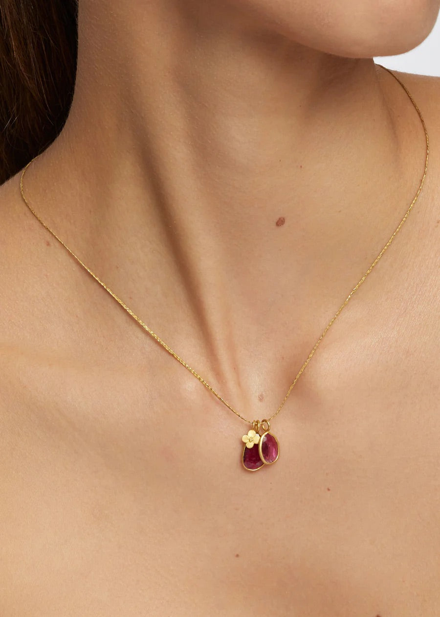 Pippa Small 18kt Gold Iris Double Pink Tourmaline and Anemone Necklace-Pippa Small-Thistle Hill