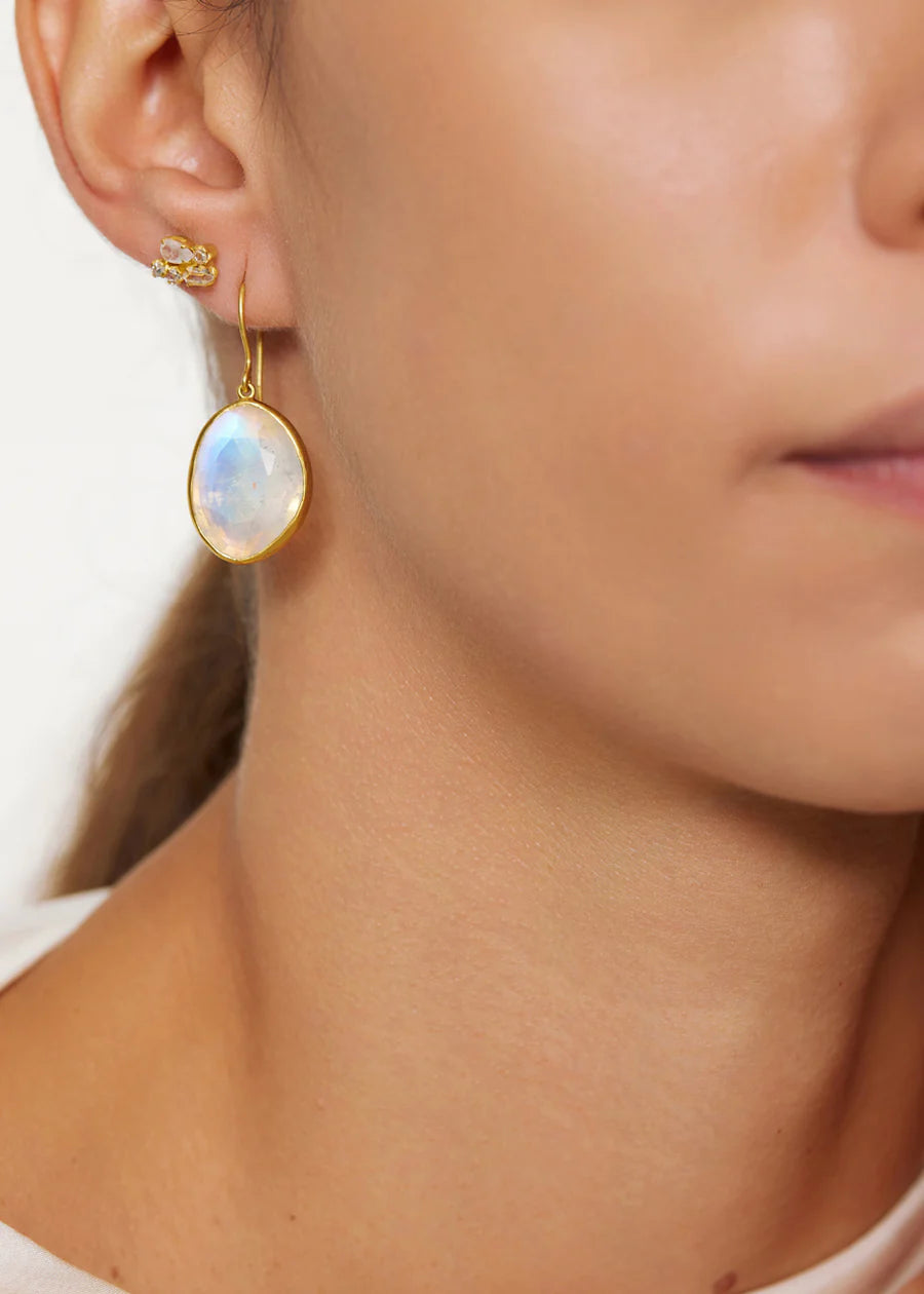 Pippa Small 18kt Gold Theia Single Drop Earrings Rainbow Moonstone-Pippa Small-Thistle Hill