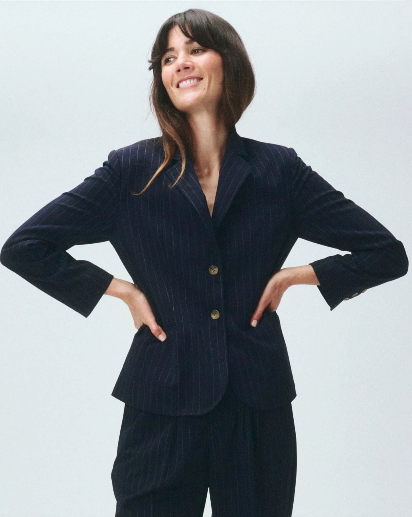 The Great The Shrunken Blazer Navy Pin Stripe
