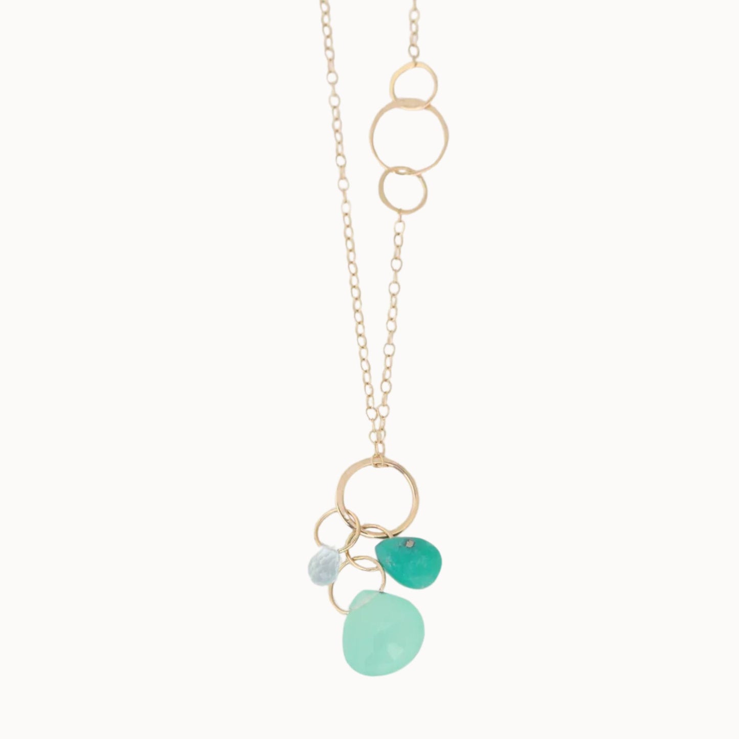 Melissa Joy Manning 14K yellow gold Aqua, Turquoise and Green Chalcedony Necklace-Melissa Joy Manning-Thistle Hill
