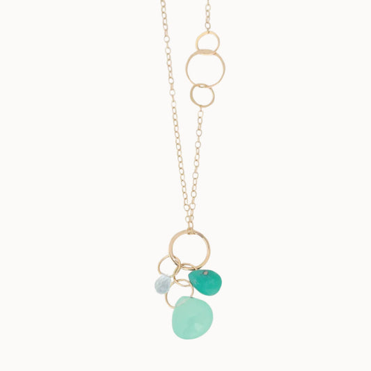 Melissa Joy Manning 14K yellow gold Aqua, Turquoise and Green Chalcedony Necklace-Melissa Joy Manning-Thistle Hill