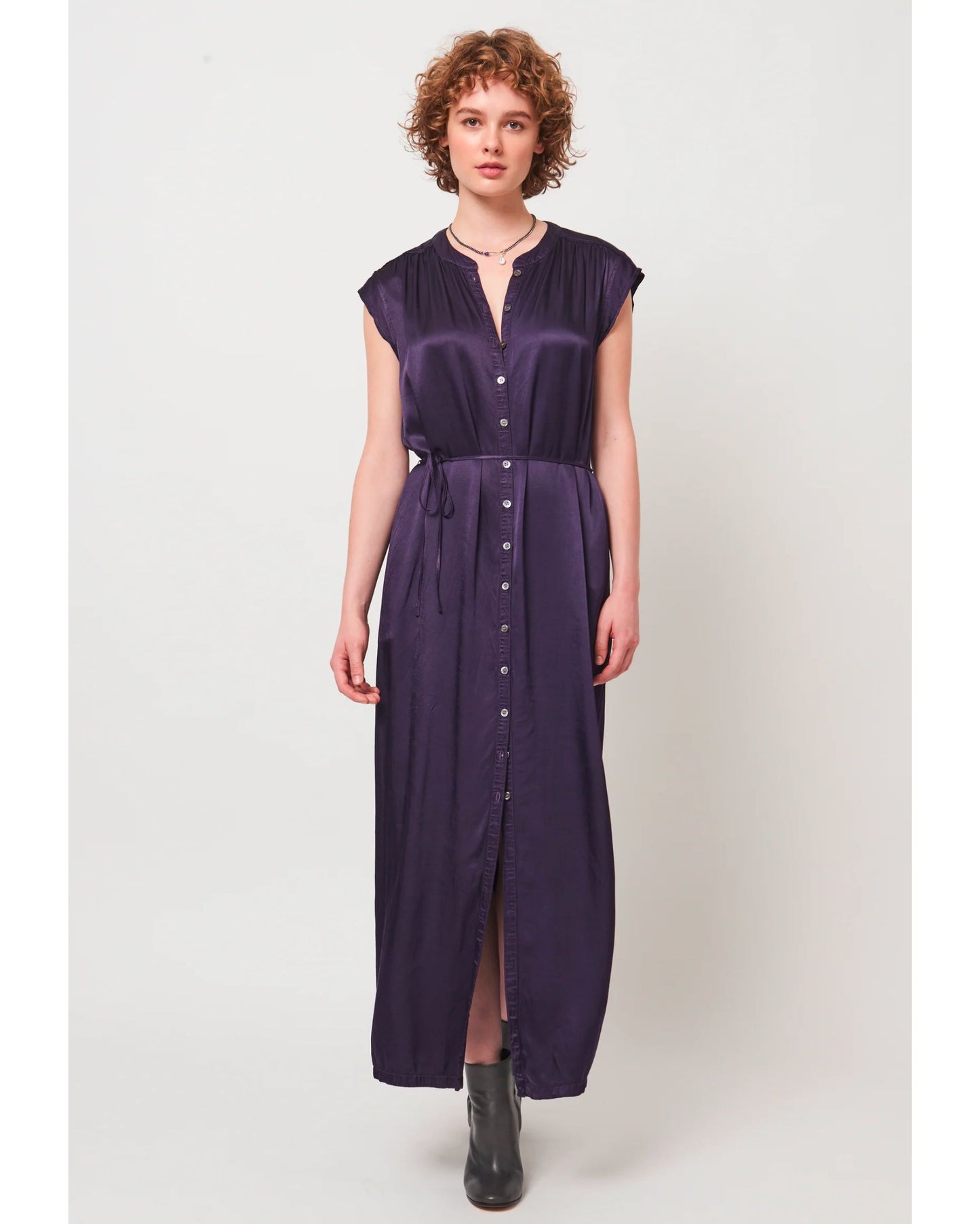 Raquel Allegra Violet Maxi Dress Dark Eggplant