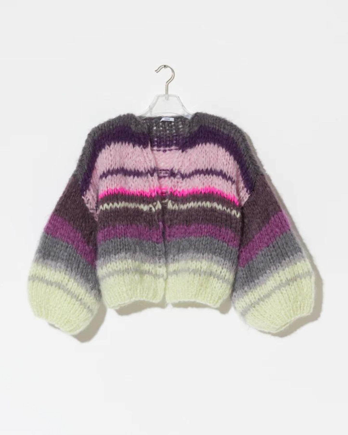 Maiami Mohair Bomber Cardigan Striped Soft Berry