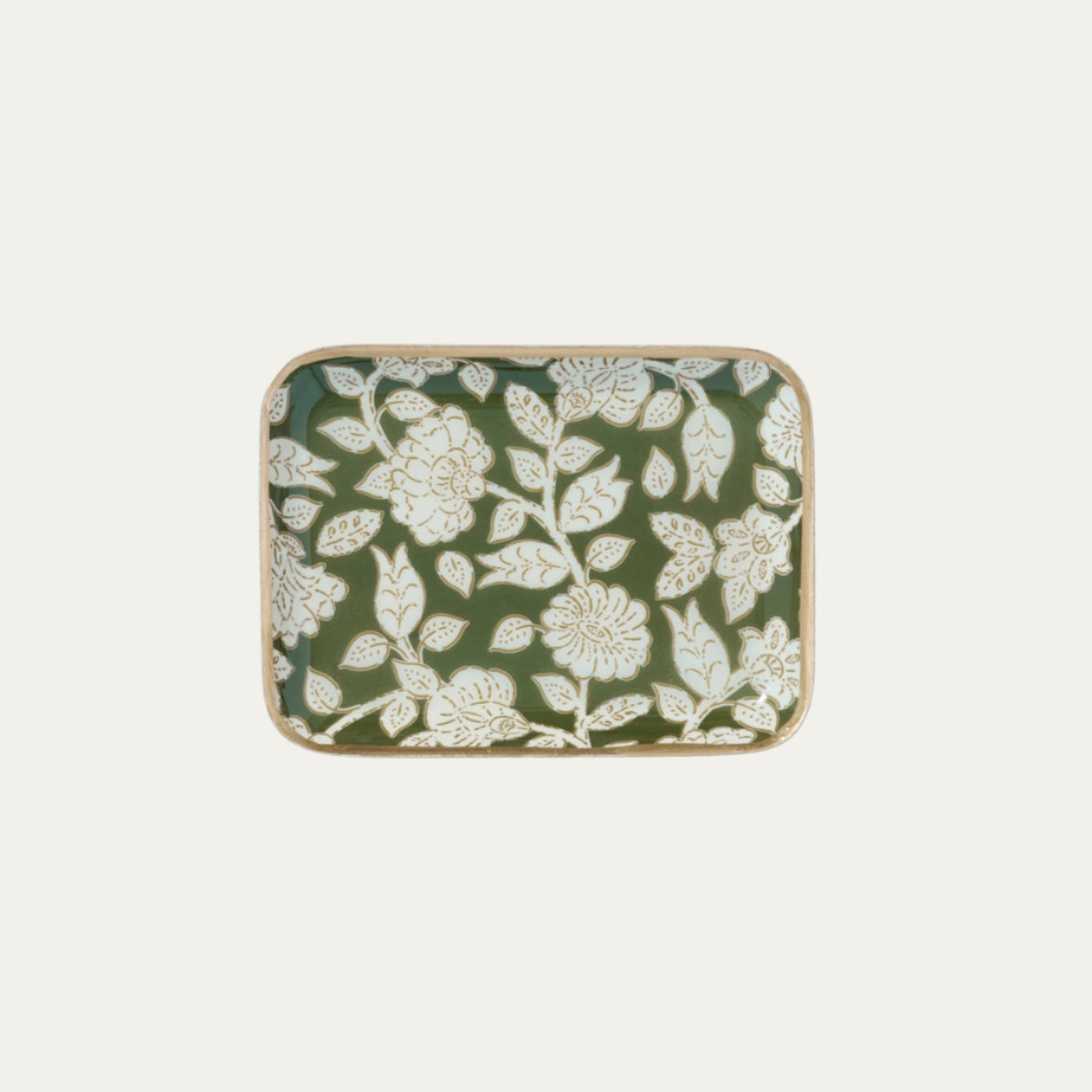 Enameled Metal Tray Flowers Tiny Vert-Thistle Hill-Thistle Hill
