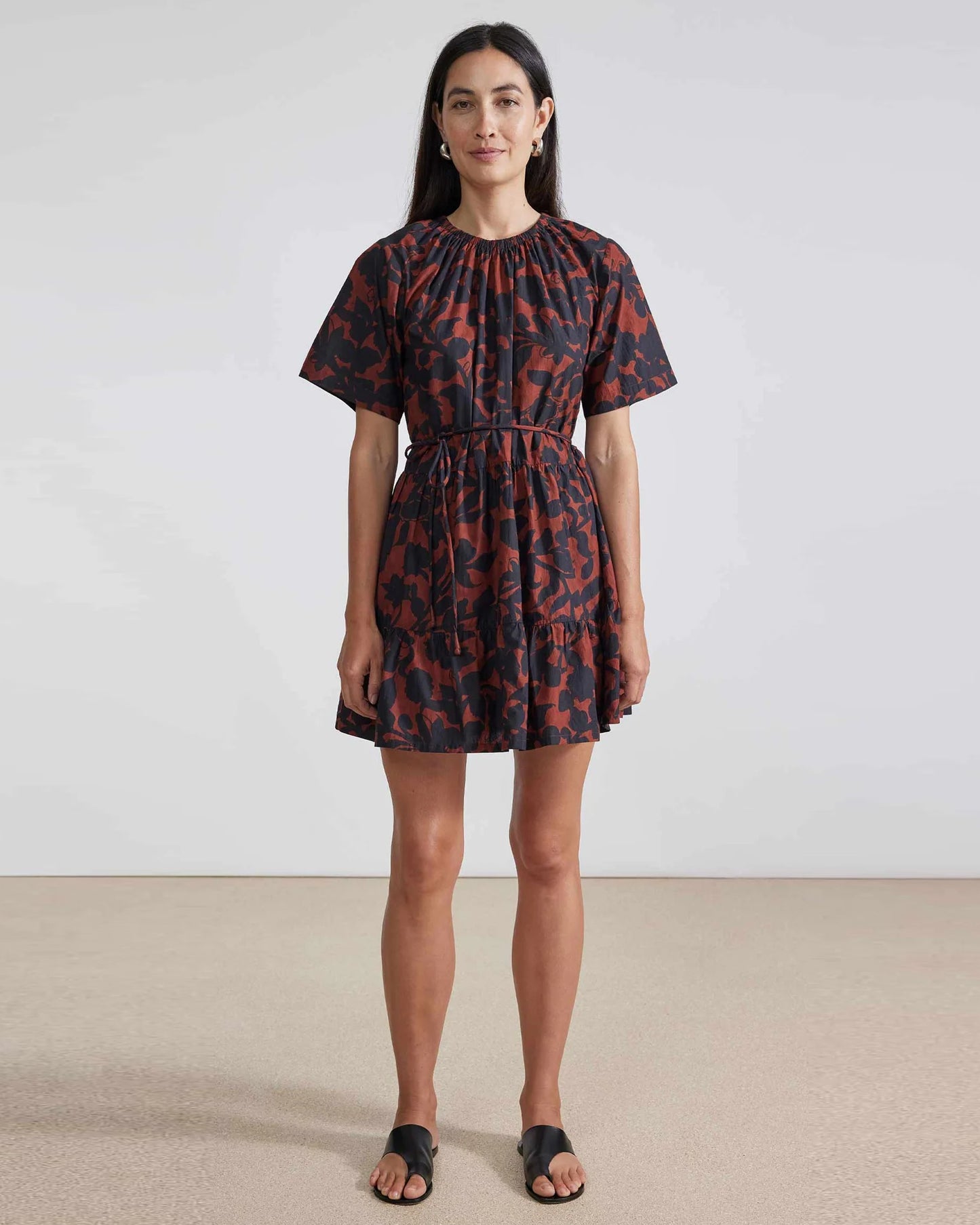 Apiece Apart Saara Tiered Mini Dress Deep Botanic