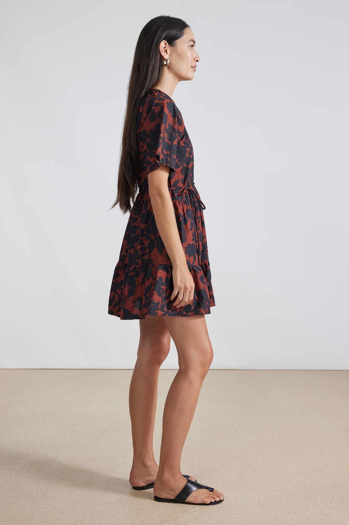 Apiece Apart Saara Tiered Mini Dress Deep Botanic