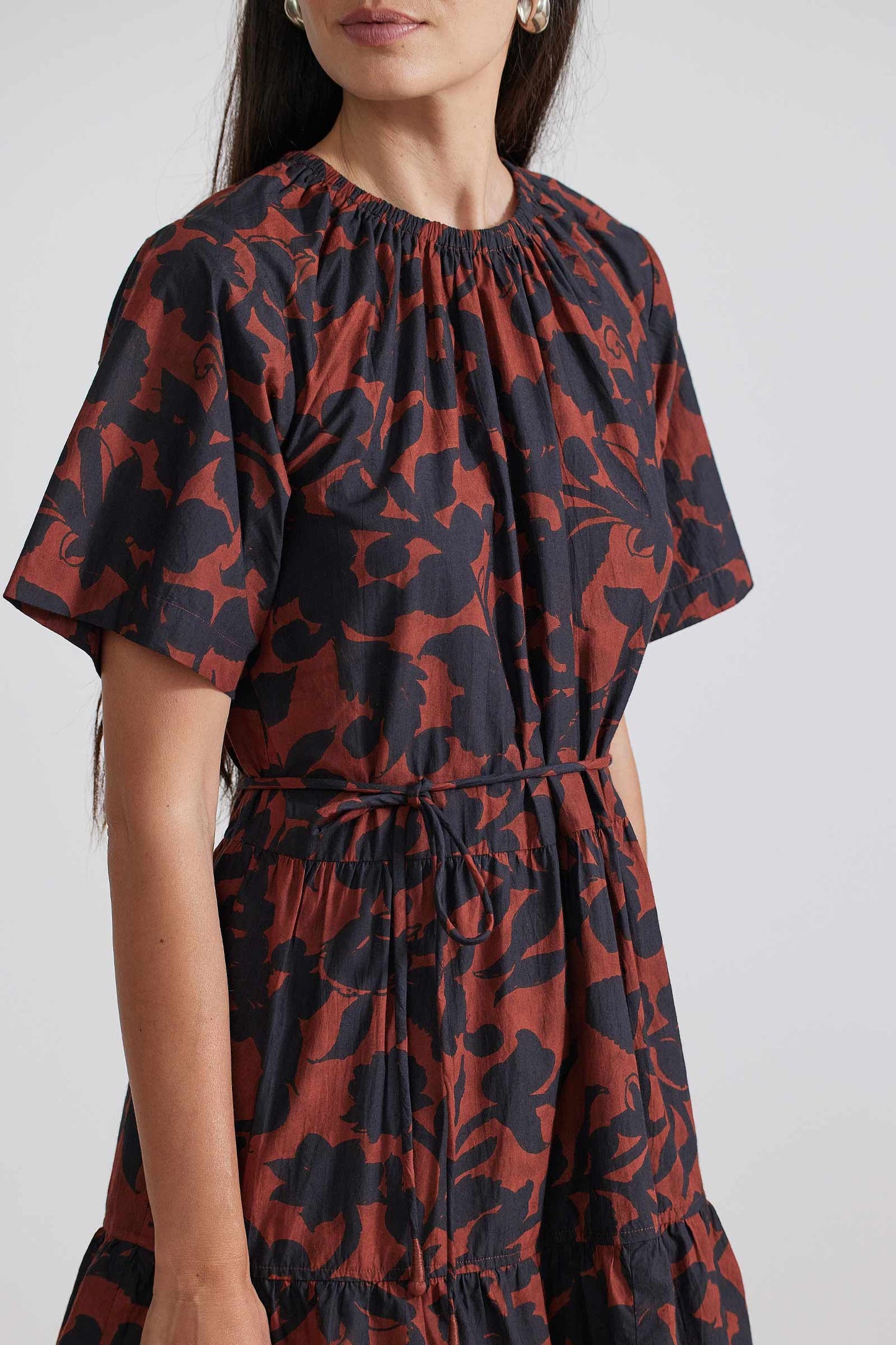 Apiece Apart Saara Tiered Mini Dress Deep Botanic