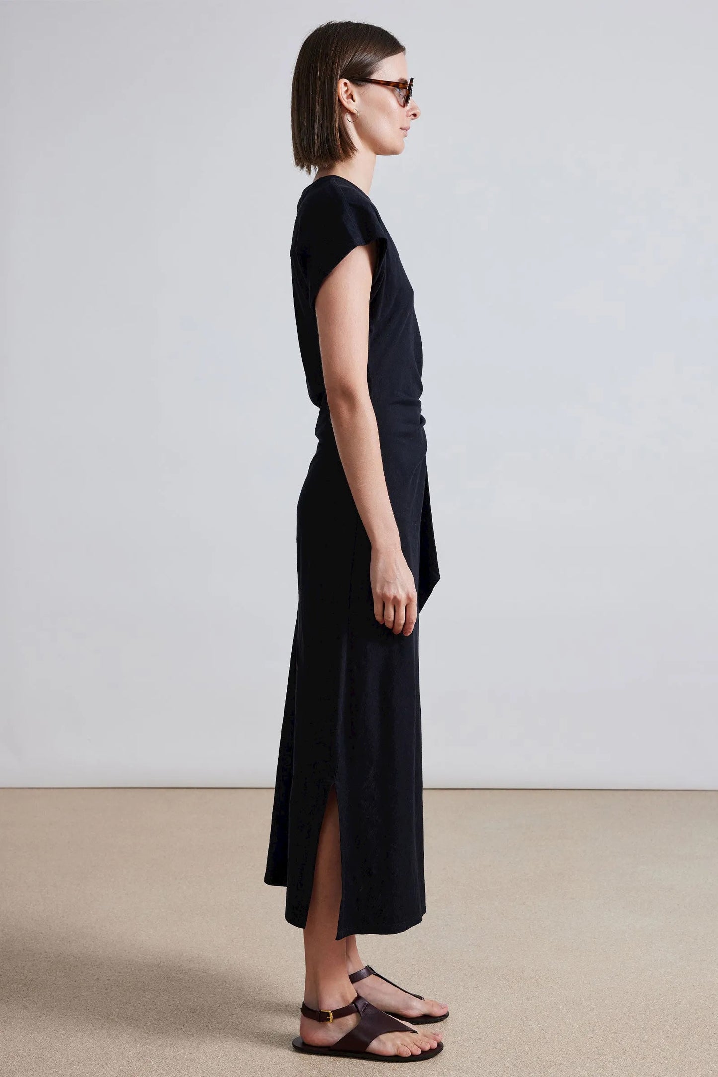 Apiece Apart Vanina Cinched Waist Dress Black-Apiece Apart-Thistle Hill
