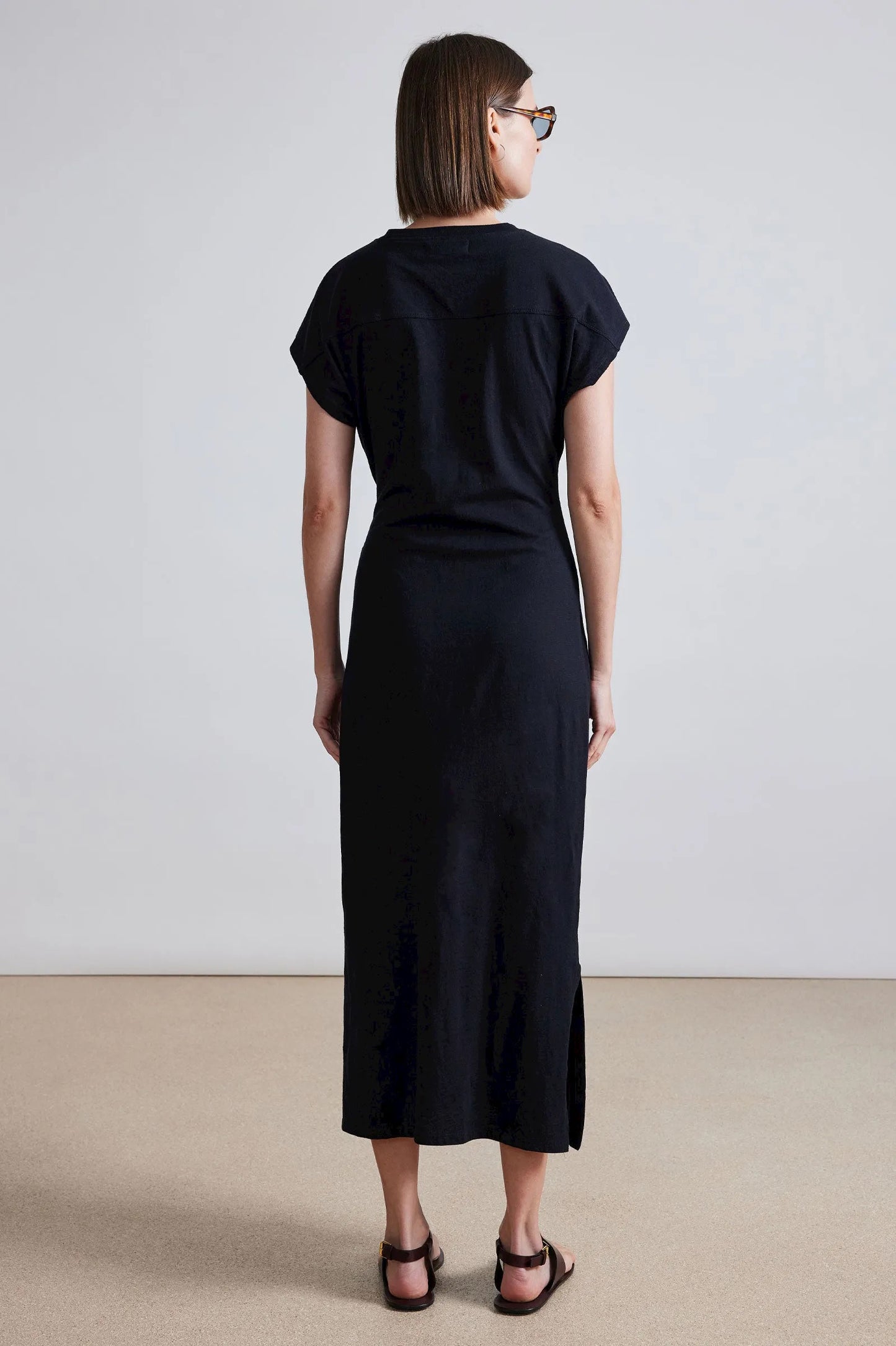 Apiece Apart Vanina Cinched Waist Dress Black-Apiece Apart-Thistle Hill