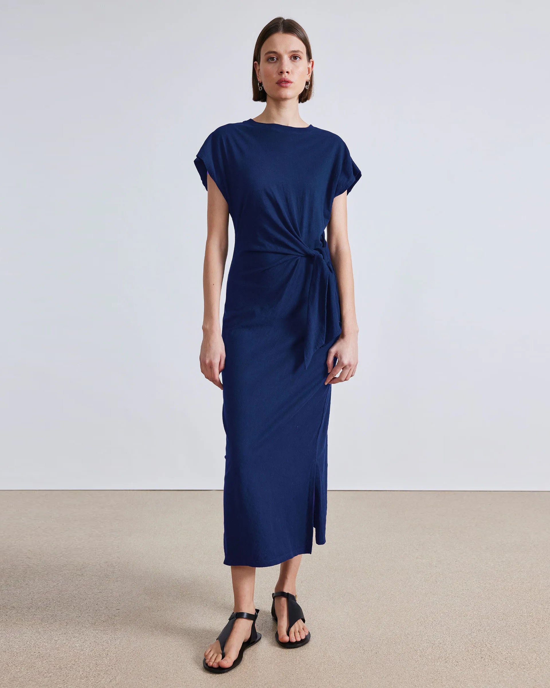 Apiece Apart Vanina Cinched Waist Dress - Indigo S Apiece Apart Vanina Cinched Waist Dress - Indigo S