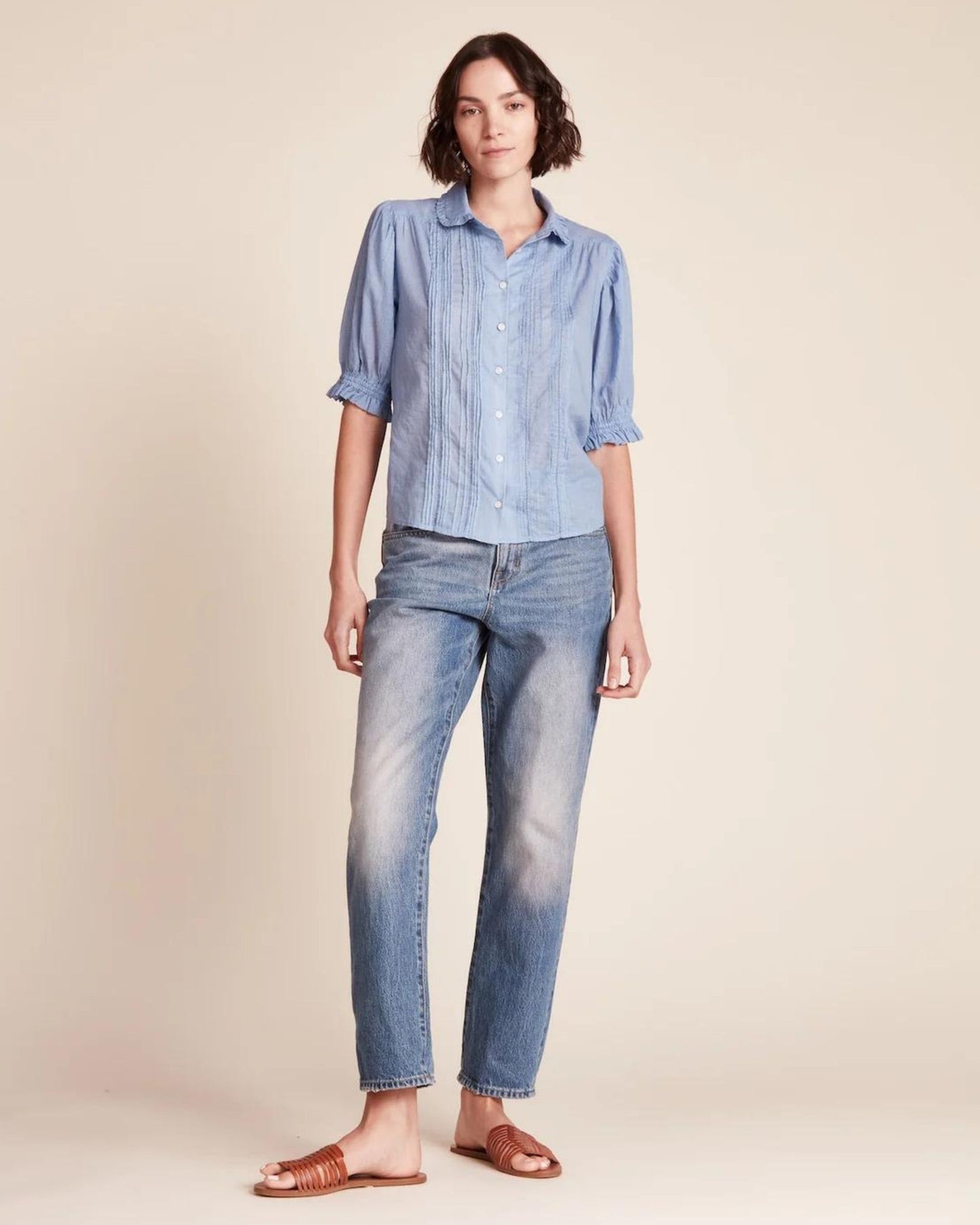 Trovata Gemma Blouse Blue Houndstooth